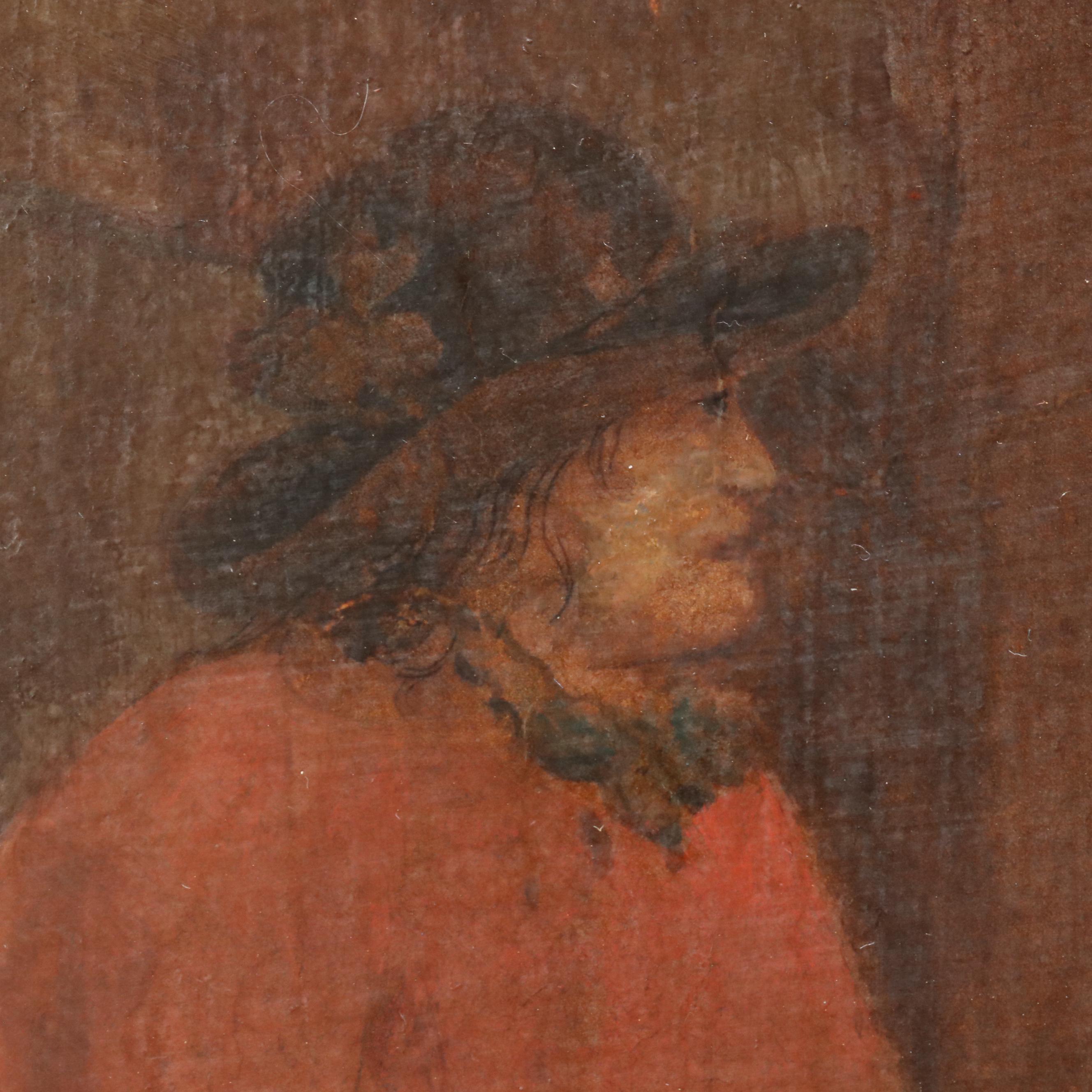 In the Manner of George Morland Hand-Embellished Intaglio Print of Barn Interior