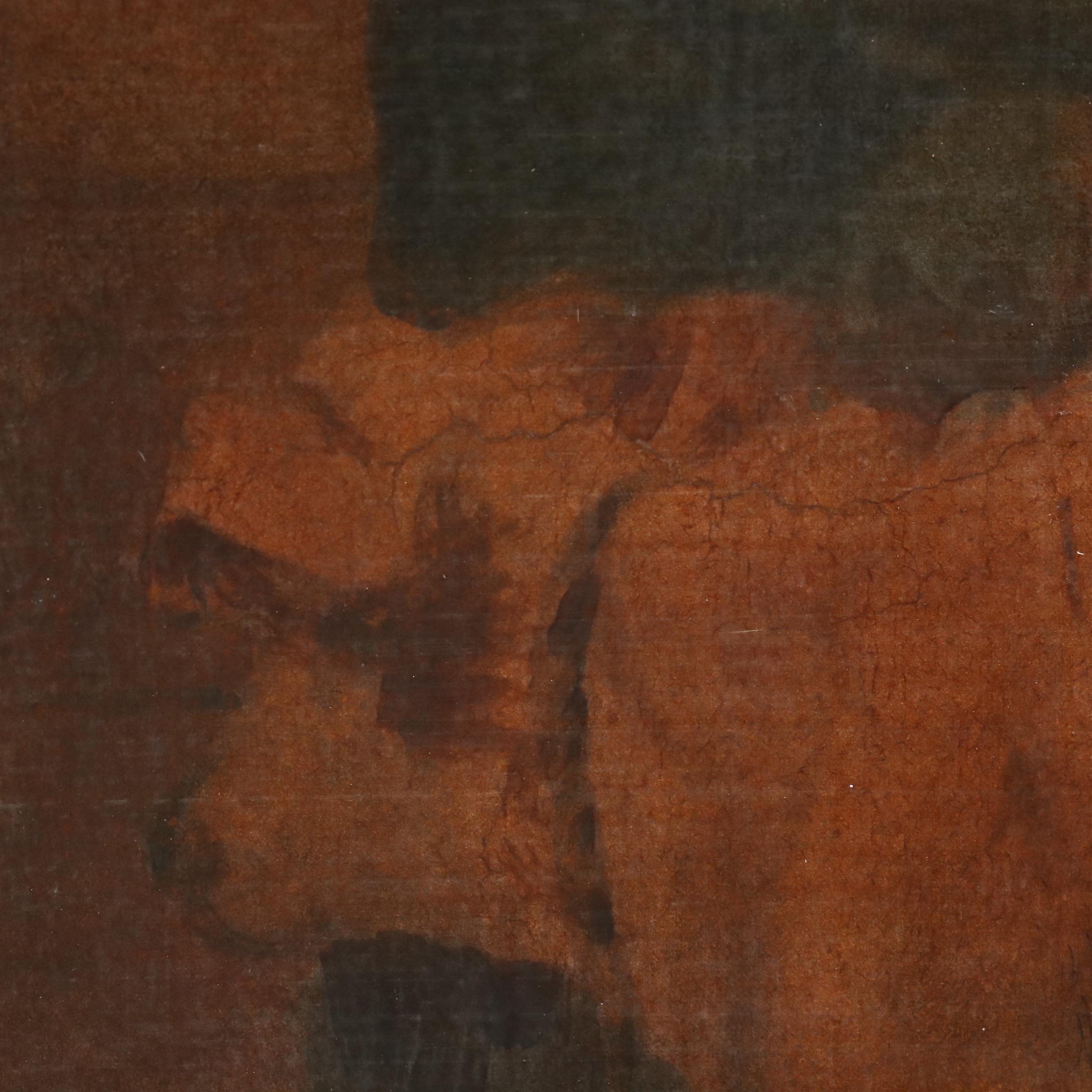 In the Manner of George Morland Hand-Embellished Intaglio Print of Barn Interior