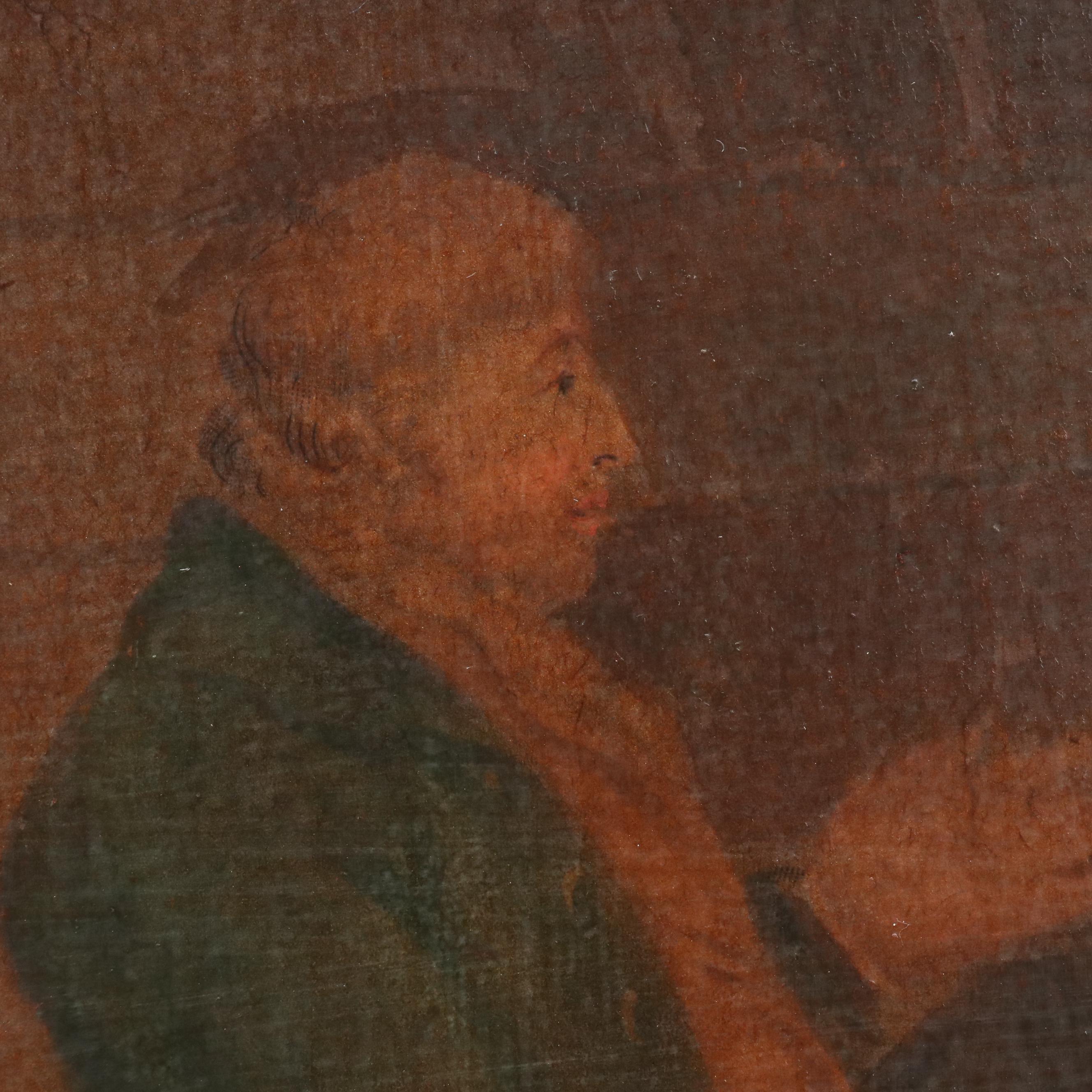 In the Manner of George Morland Hand-Embellished Intaglio Print of Barn Interior