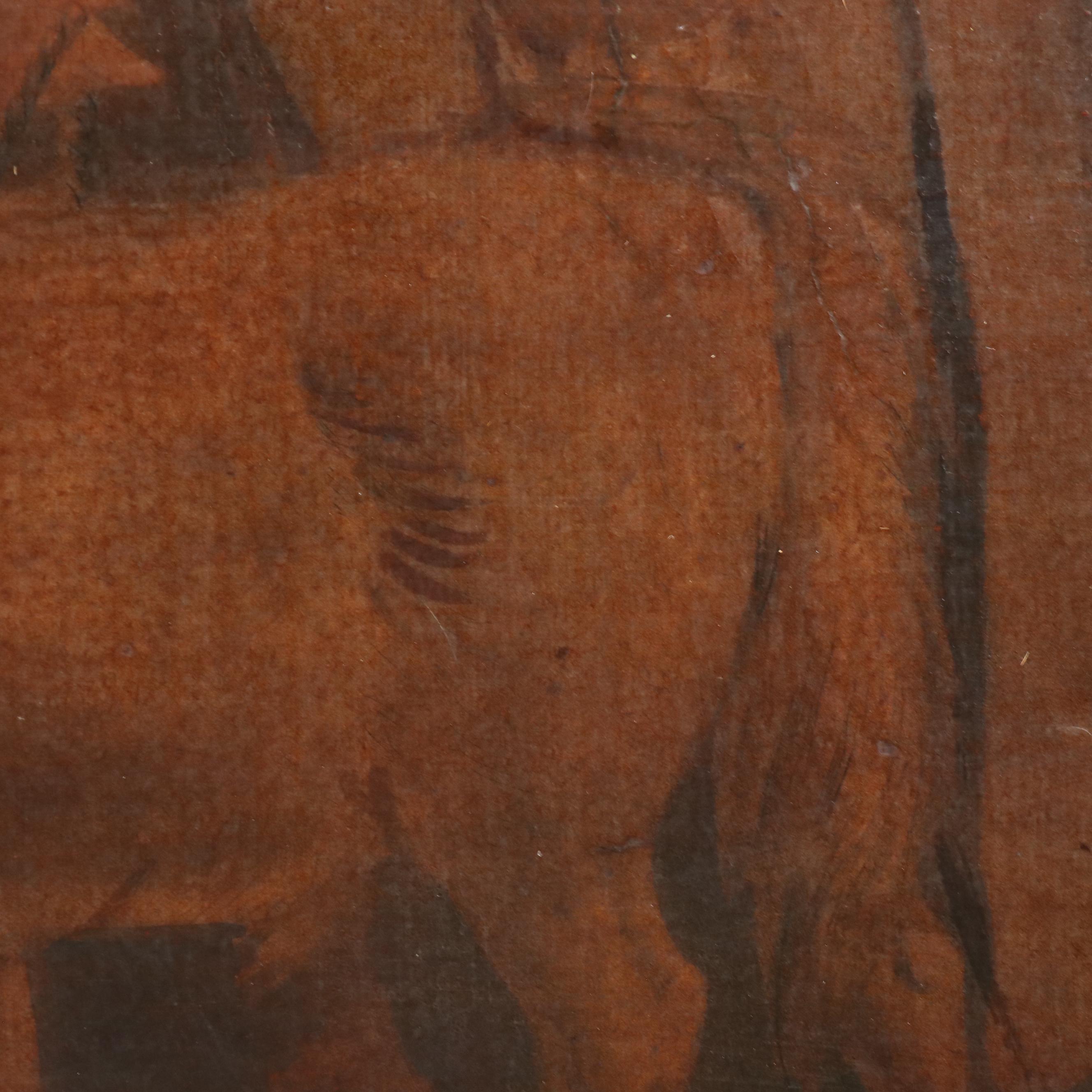 In the Manner of George Morland Hand-Embellished Intaglio Print of Barn Interior