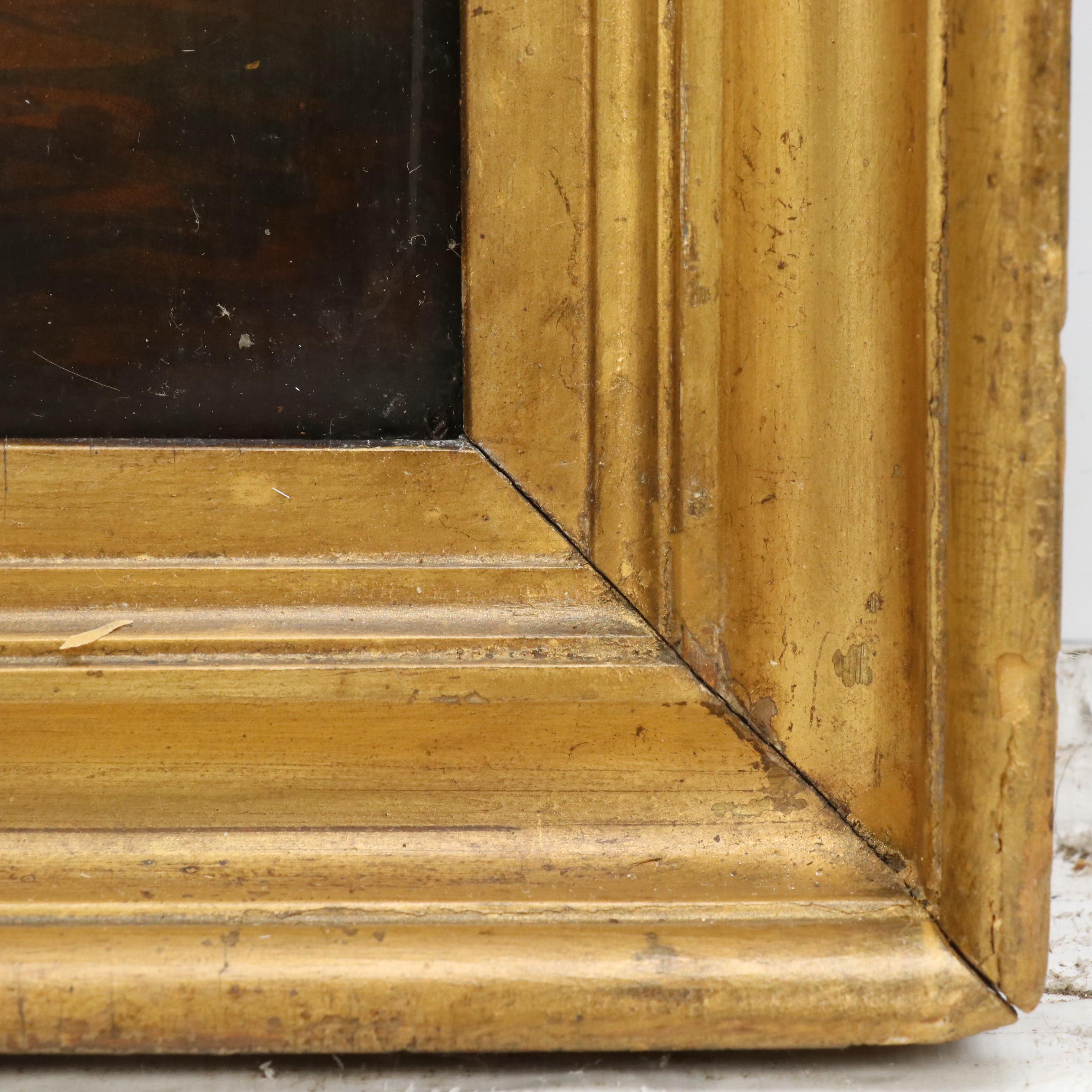 In the Manner of George Morland Hand-Embellished Intaglio Print of Barn Interior