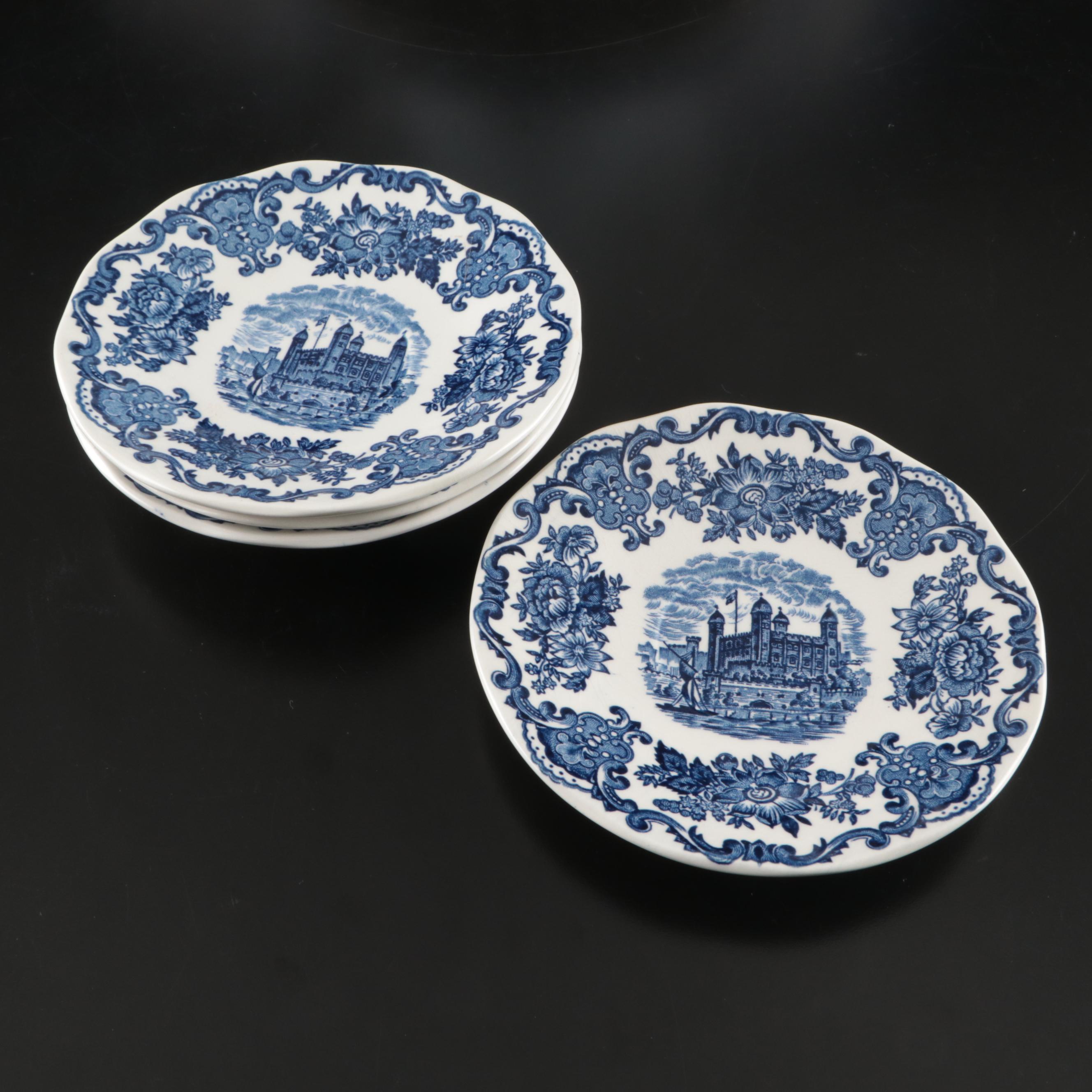 Wedgwood "Romantic England" and Other Blue and White Ceramic Dishes