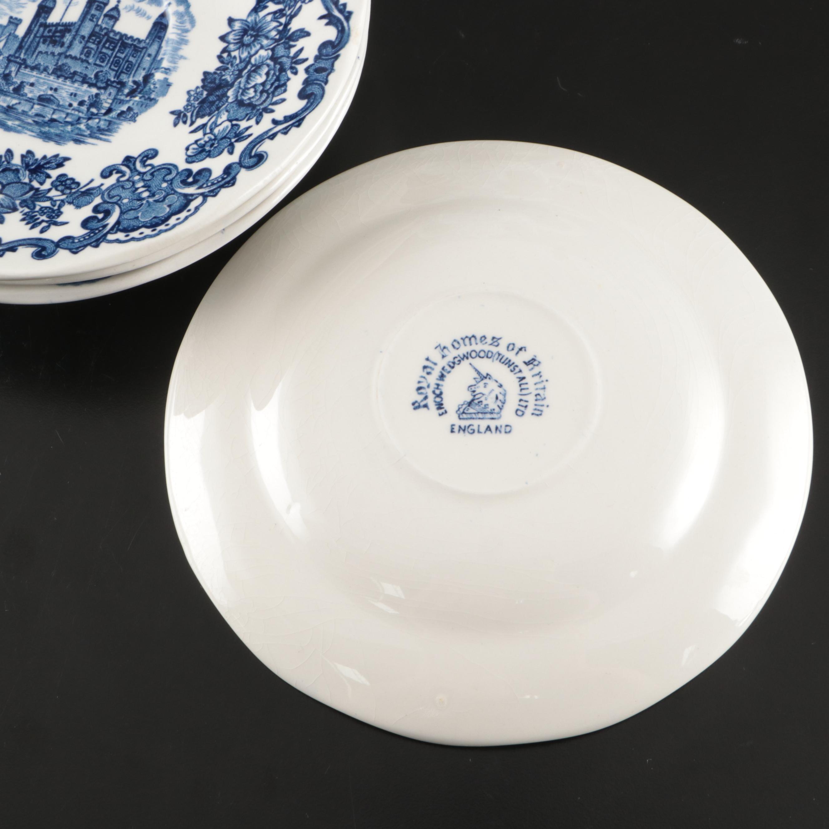 Wedgwood "Romantic England" and Other Blue and White Ceramic Dishes