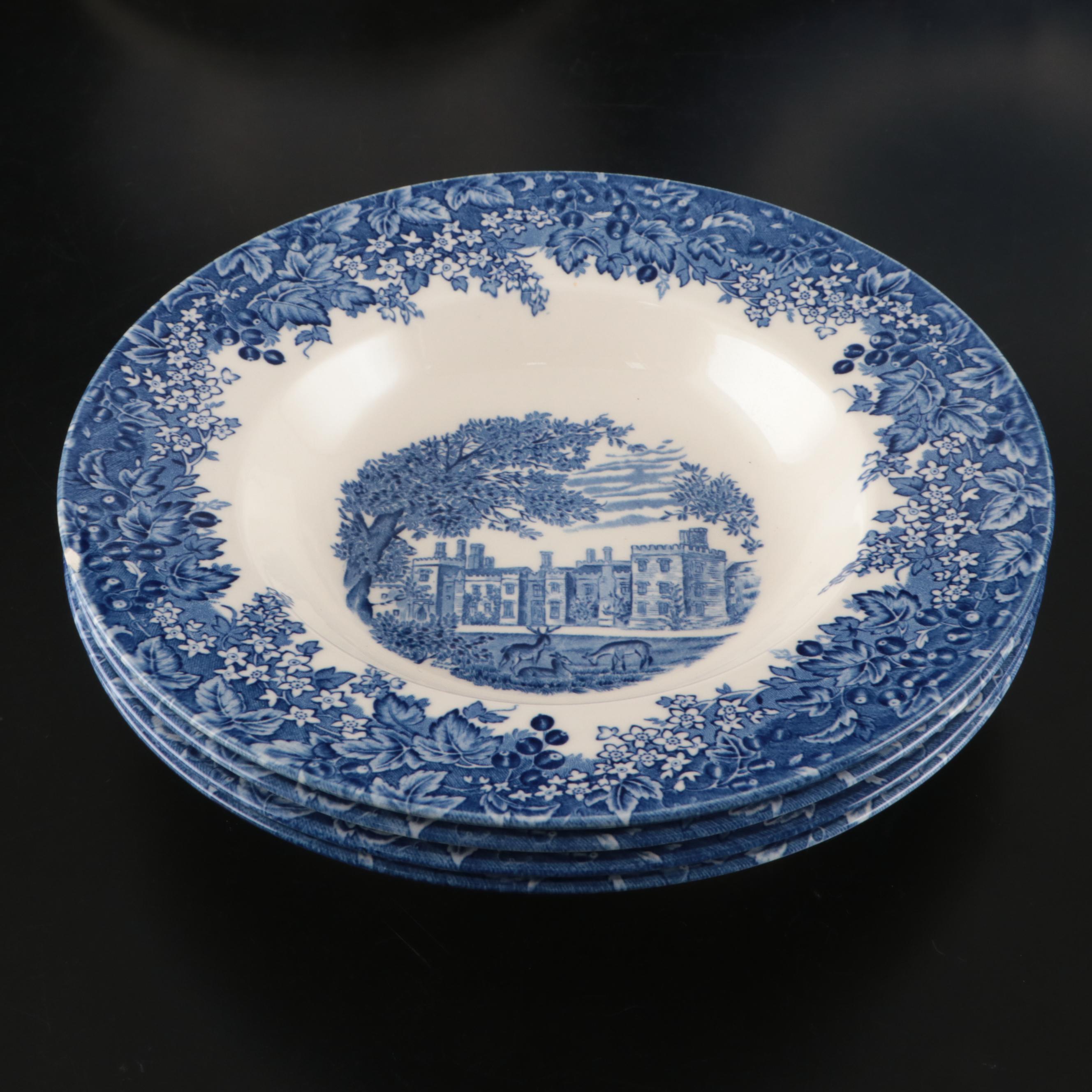 Wedgwood "Romantic England" and Other Blue and White Ceramic Dishes