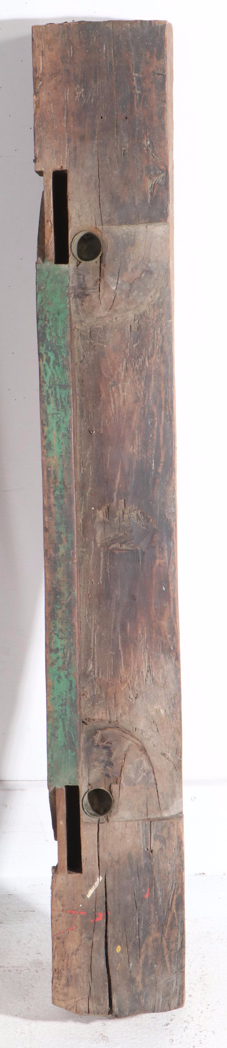 Architectural Salvage Hand-Painted Wooden Door Arch Panel with Pair of Doors