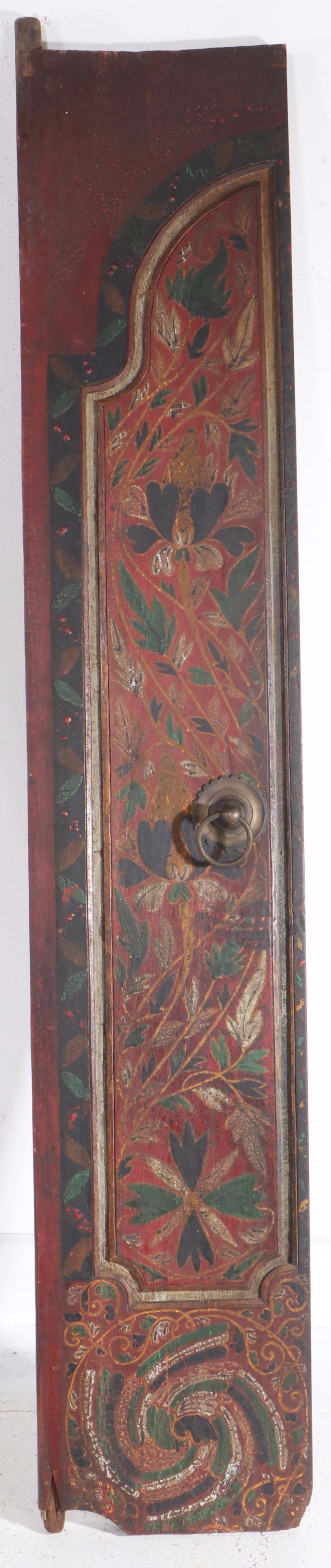 Architectural Salvage Hand-Painted Wooden Door Arch Panel with Pair of Doors