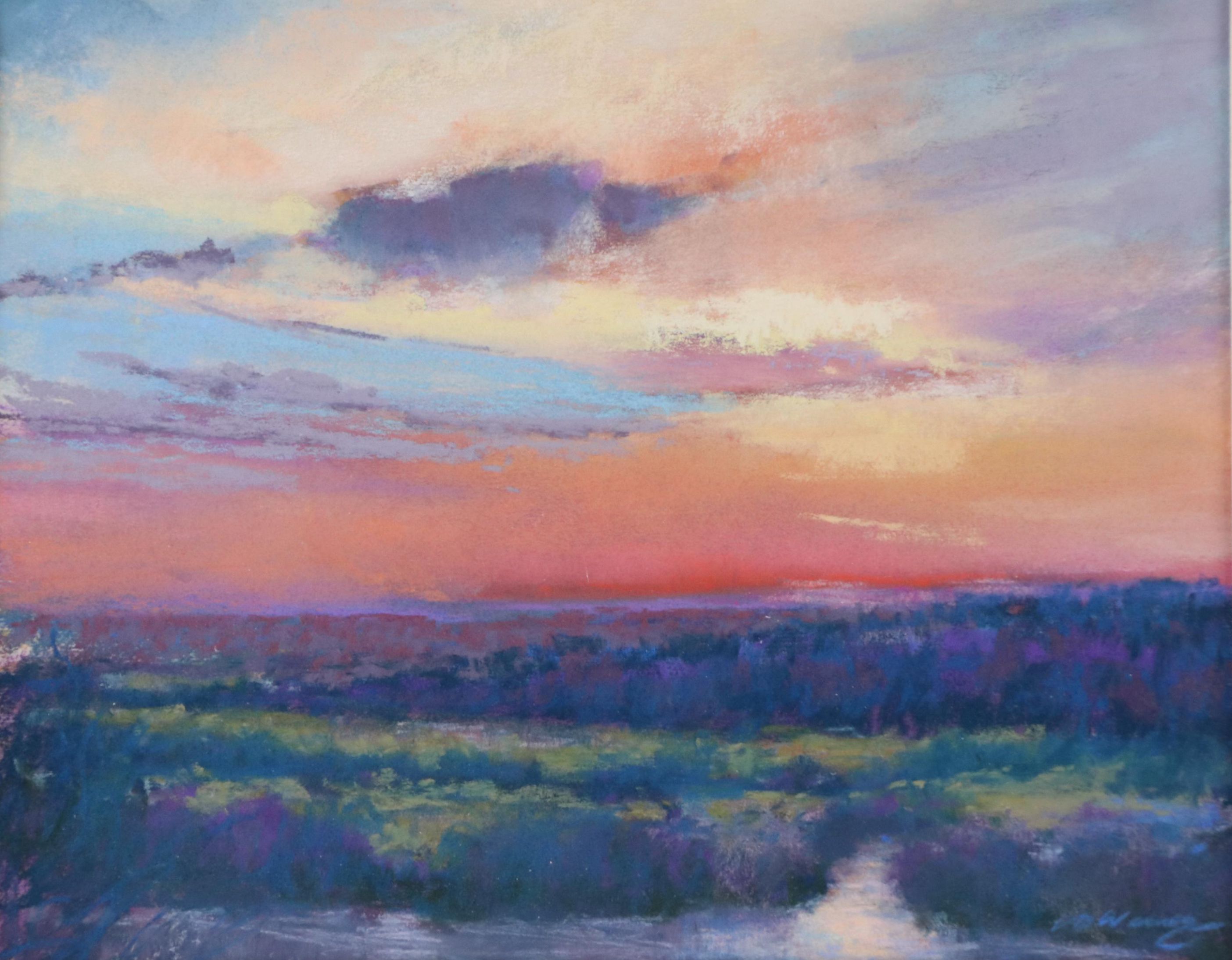 Sunset Landscape Pastel Drawing