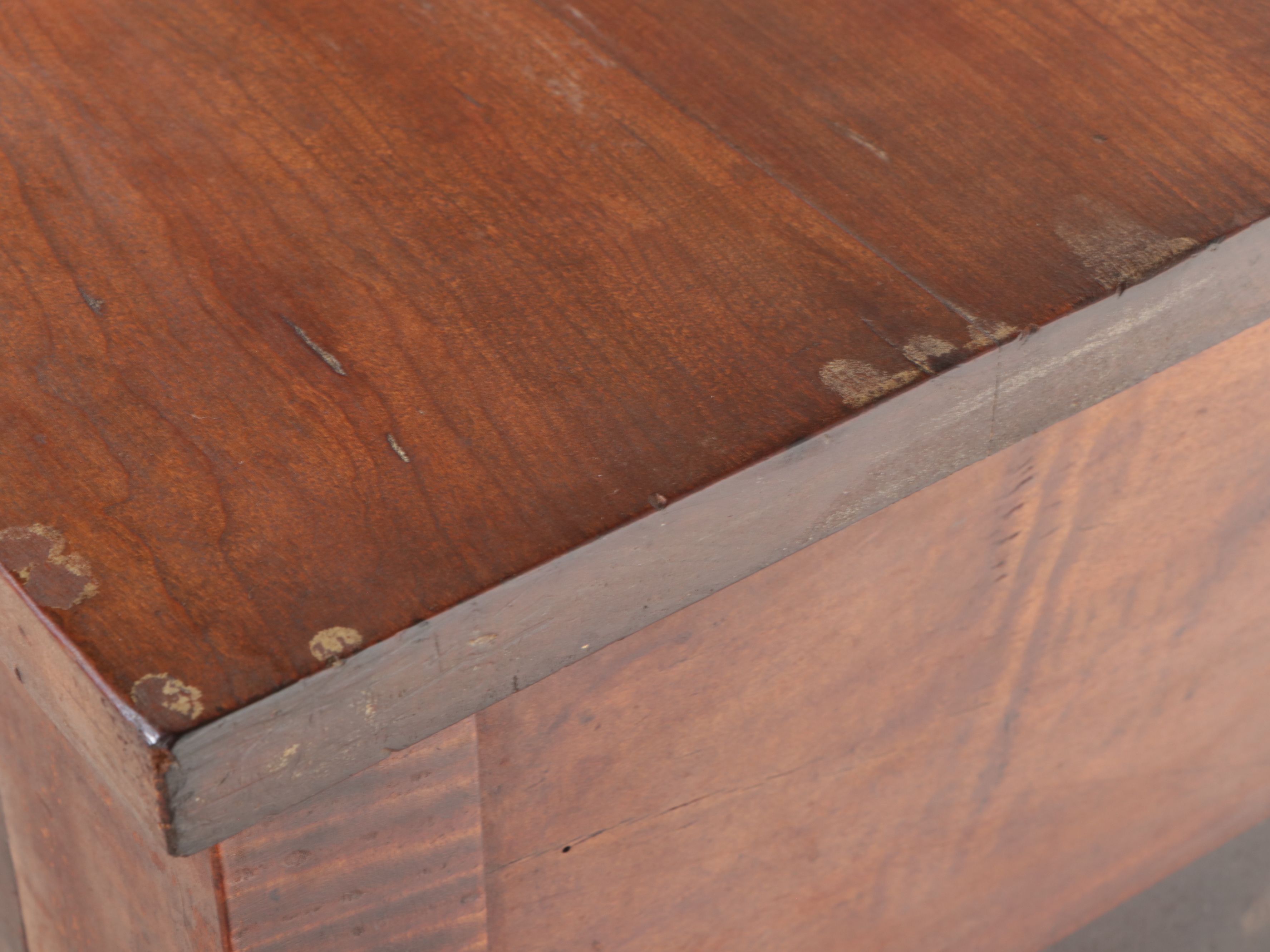 American Colonial Style Curly Maple and Cherry Four-Drawer Chest, 19th Century