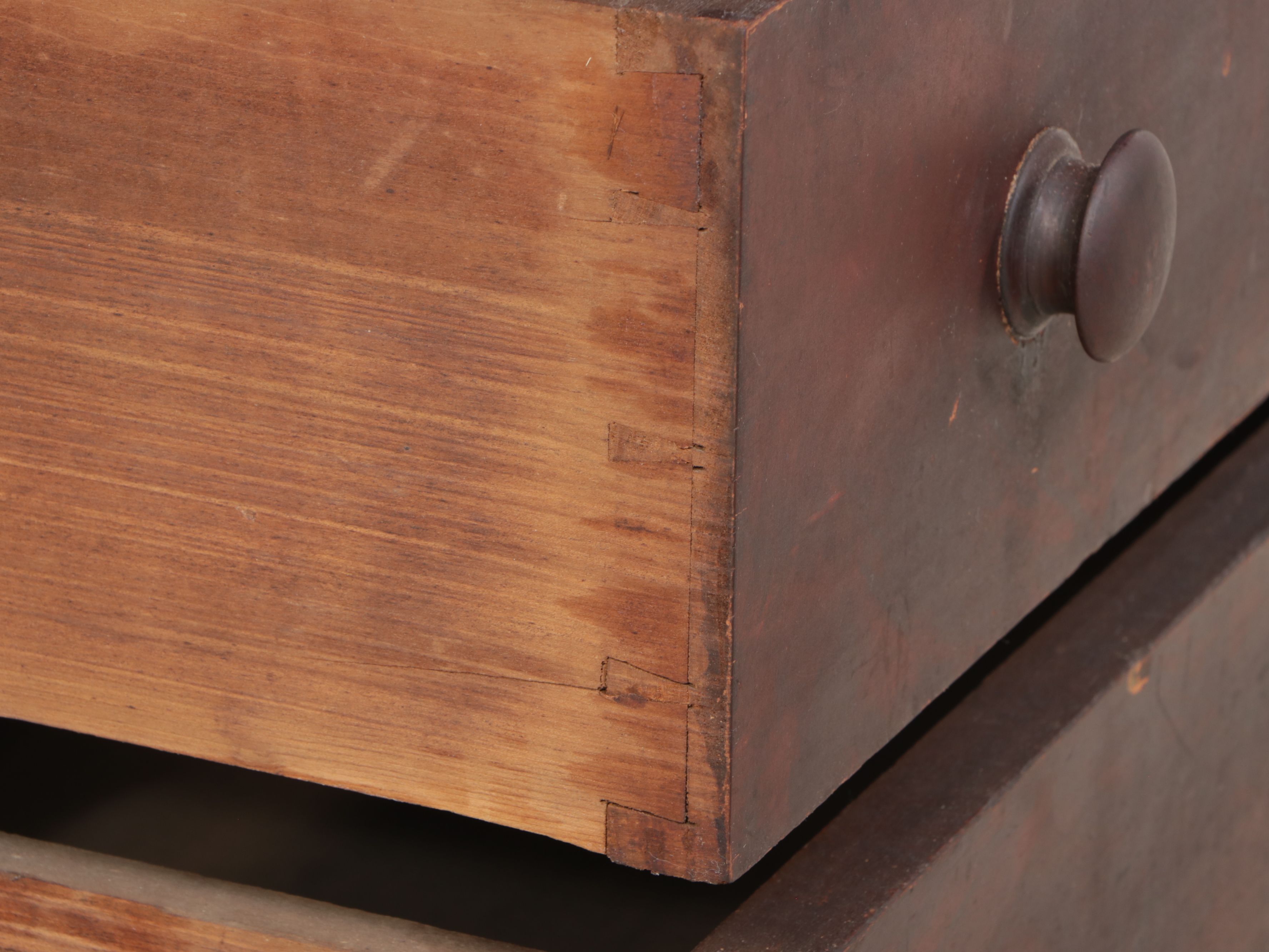 American Colonial Style Curly Maple and Cherry Four-Drawer Chest, 19th Century