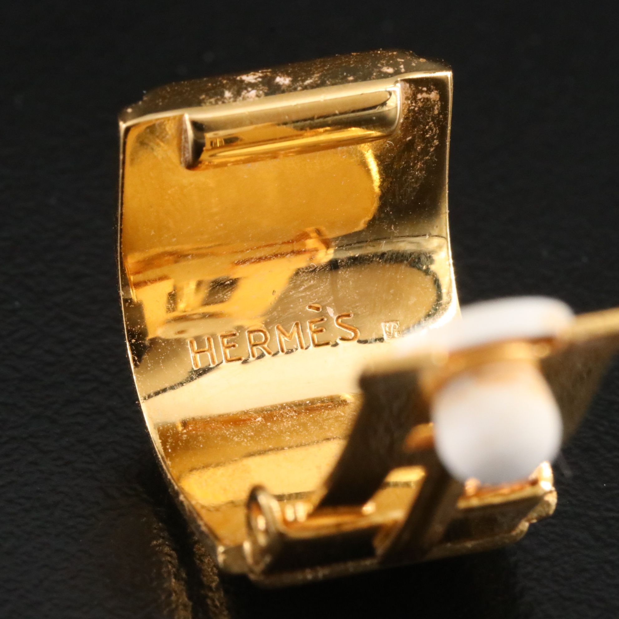 Hermès Chain Motif Enamel Clip Earrings