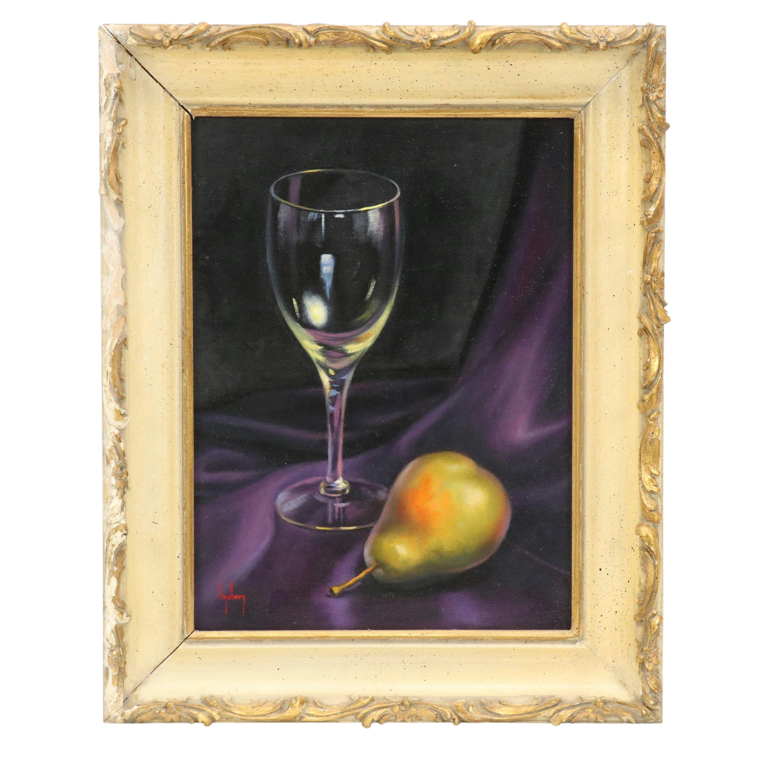 Dahlhart Windberg Oil Painting "Wine Glass Still Life," Late 20th C.