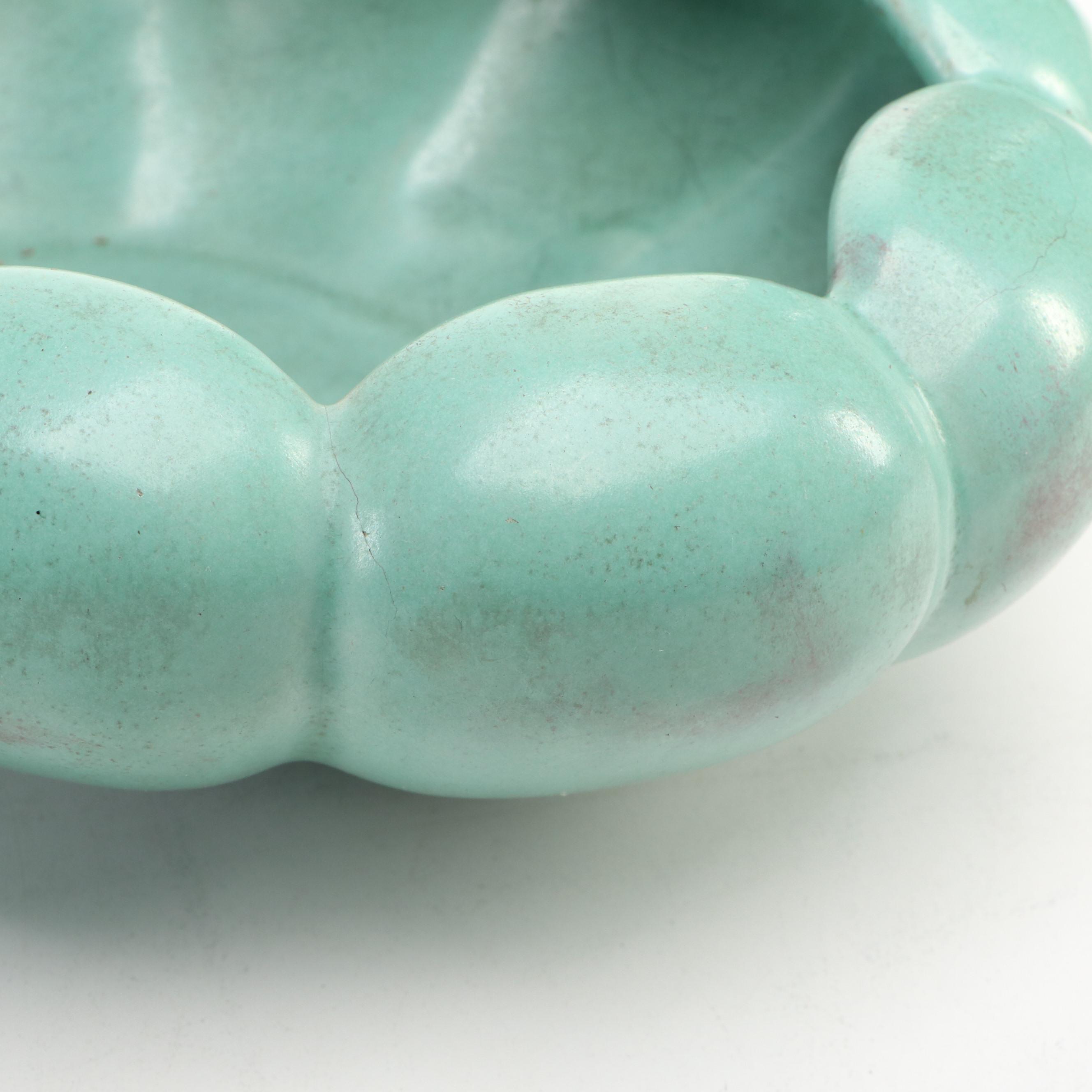 Vintage  Art Pottery Vases with Artificial Plants