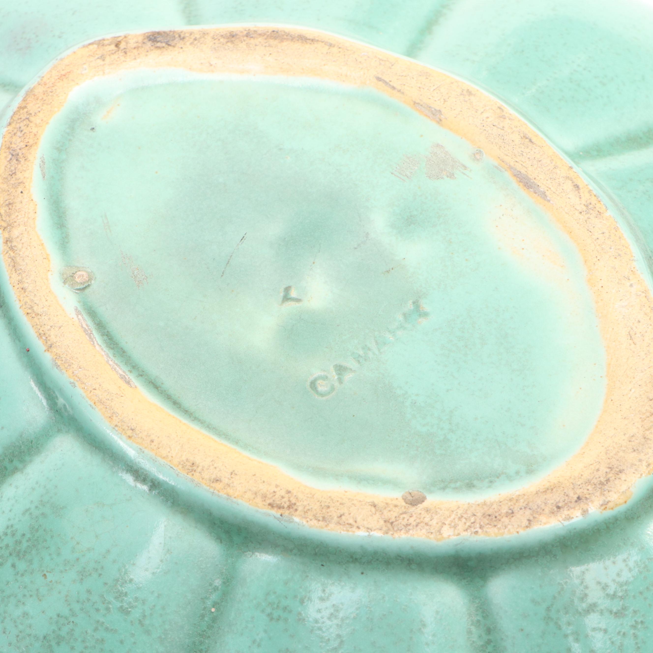 Vintage  Art Pottery Vases with Artificial Plants