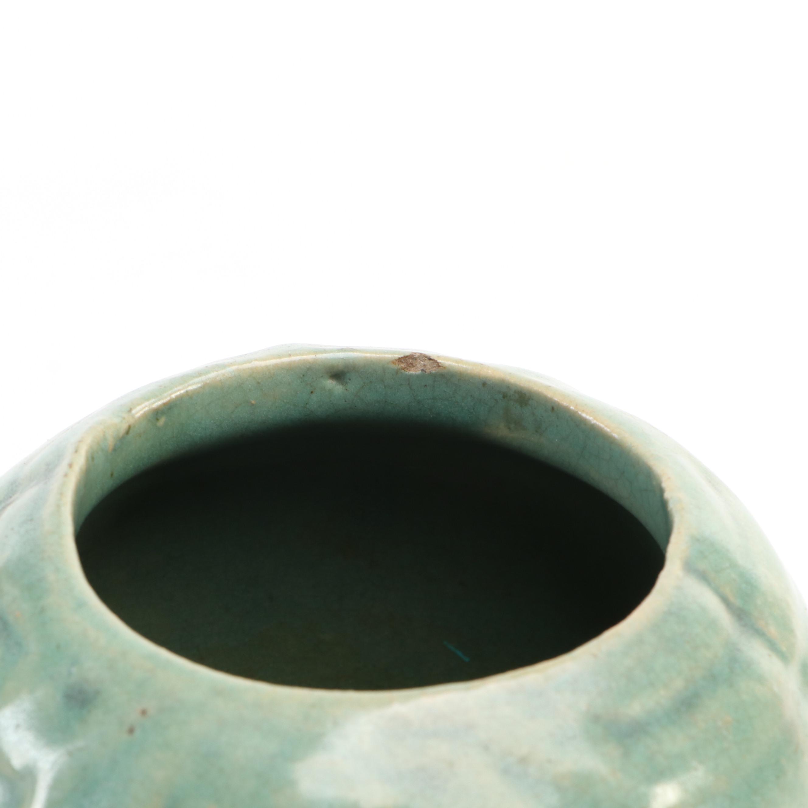 Vintage  Art Pottery Vases with Artificial Plants