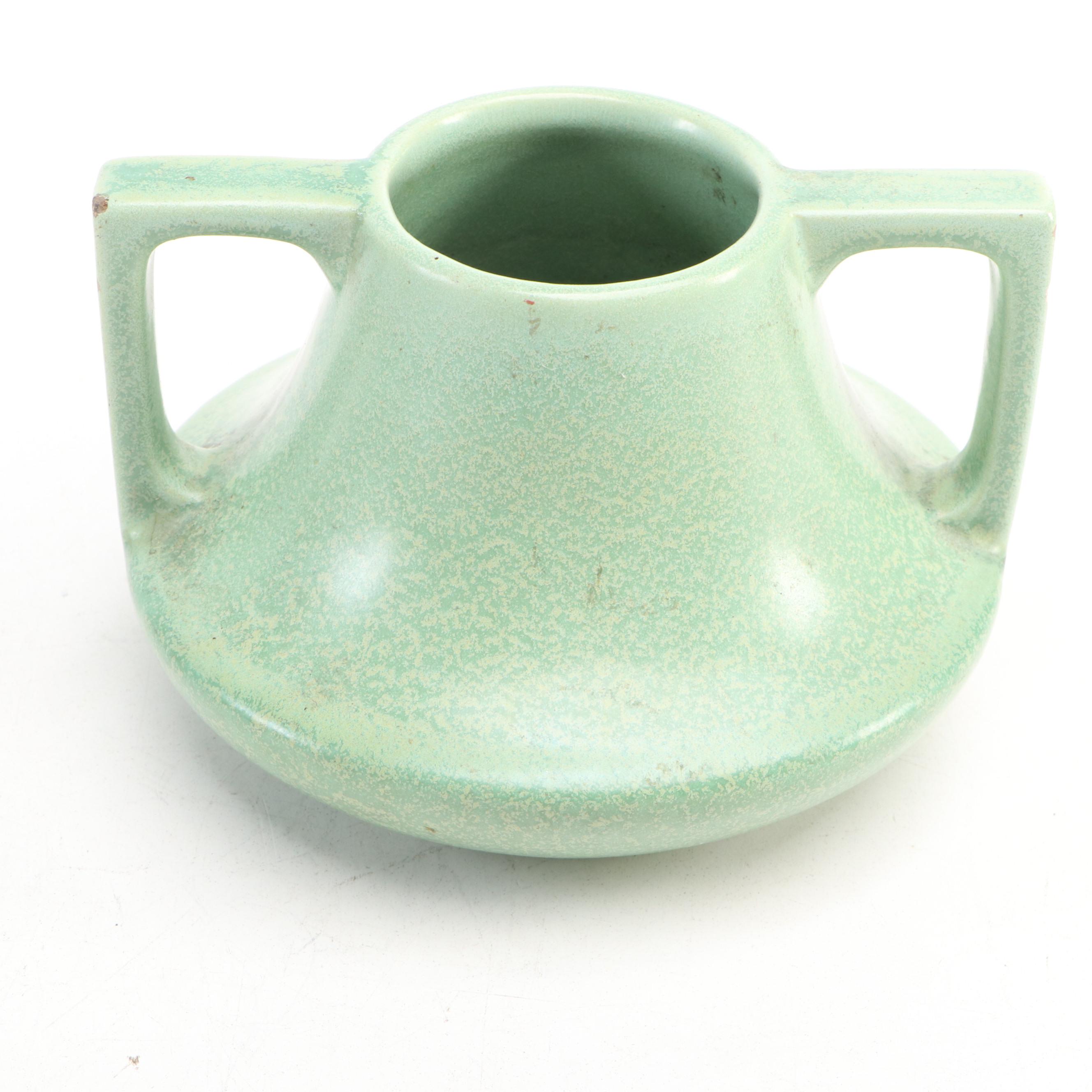 Vintage  Art Pottery Vases with Artificial Plants