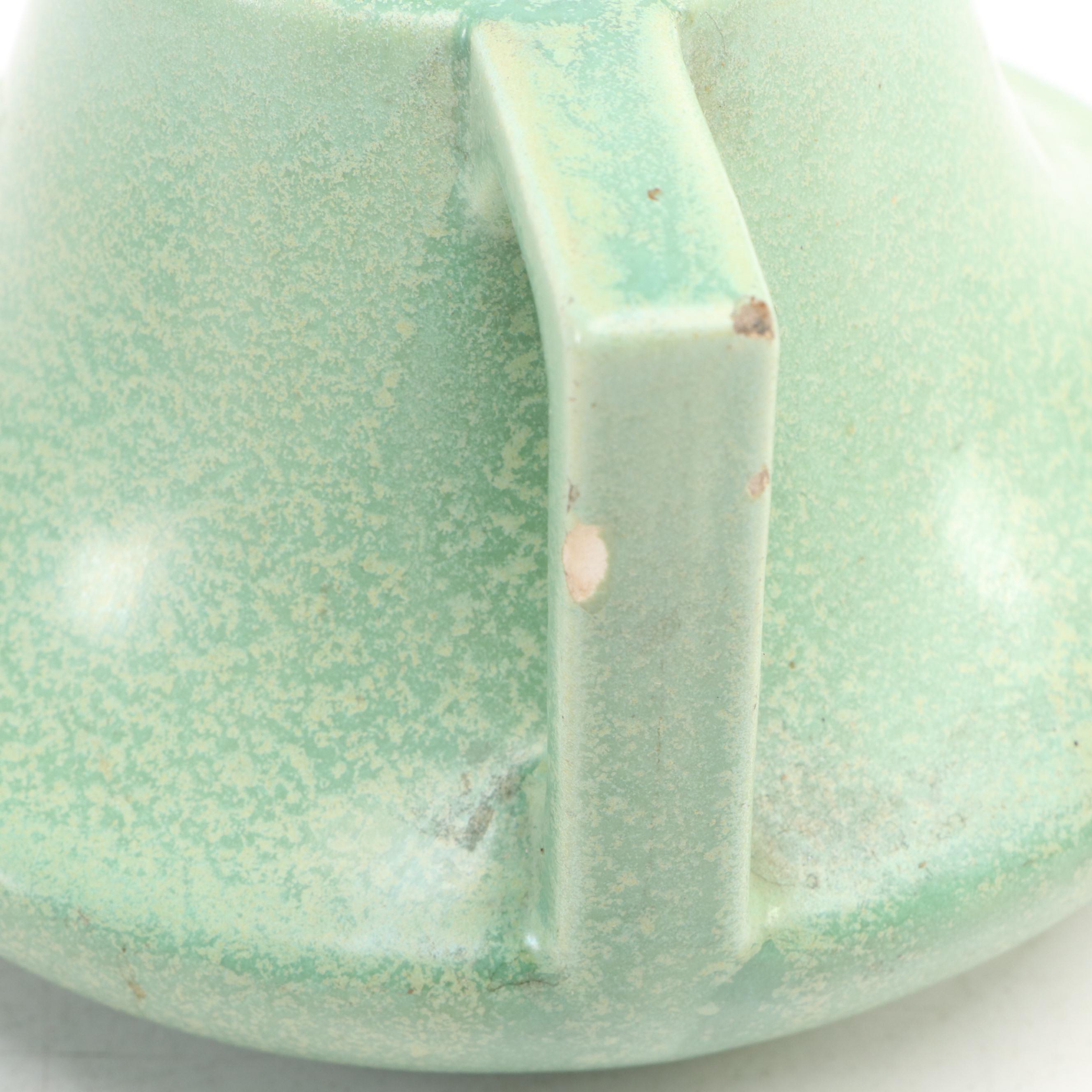 Vintage  Art Pottery Vases with Artificial Plants