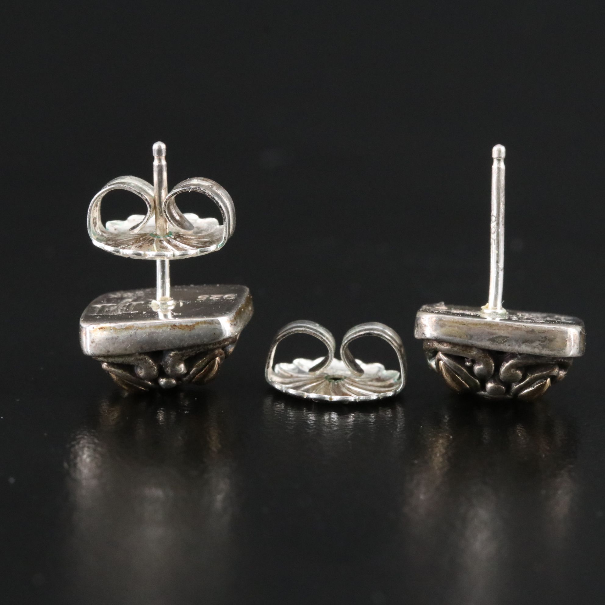 John Hardy Batu Sari Sterling and 18K Square Earrings