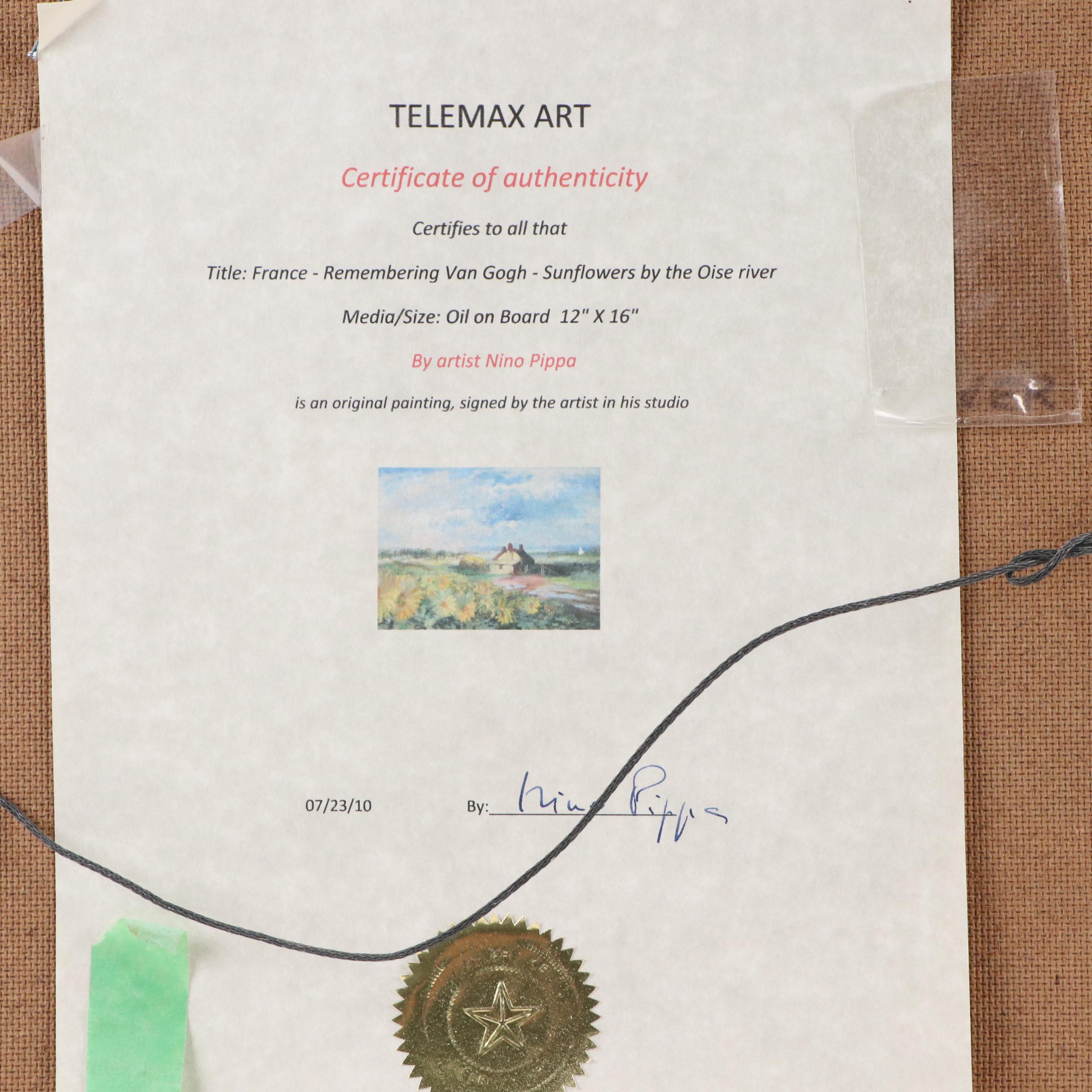 Nino Pippa Oil Painting "Remembering Van Gogh - Sunflowers by the Oise River"