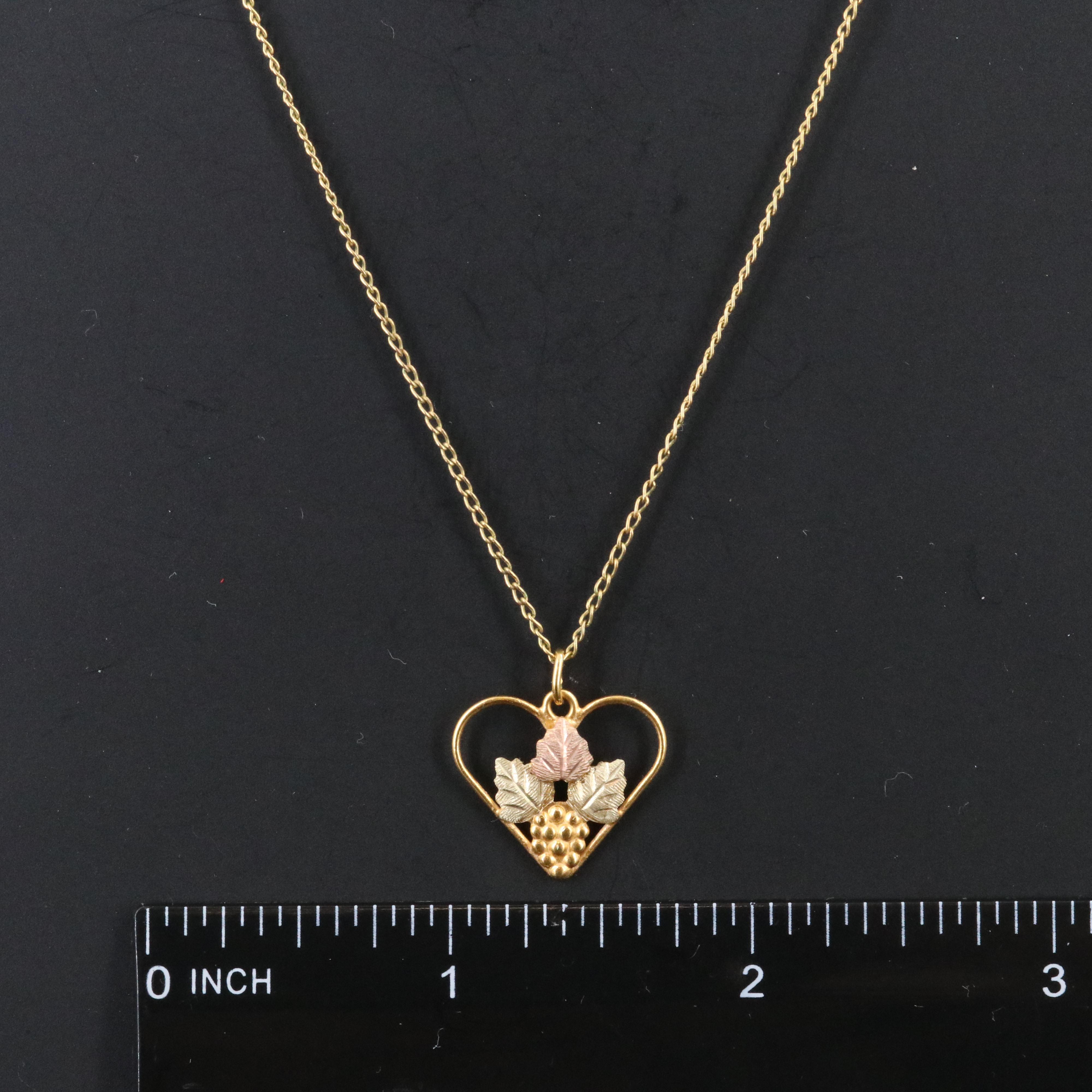 Landstrom's 10K Tri-Color Grape Leaf Pendant on Gold-Filled Chain Necklace