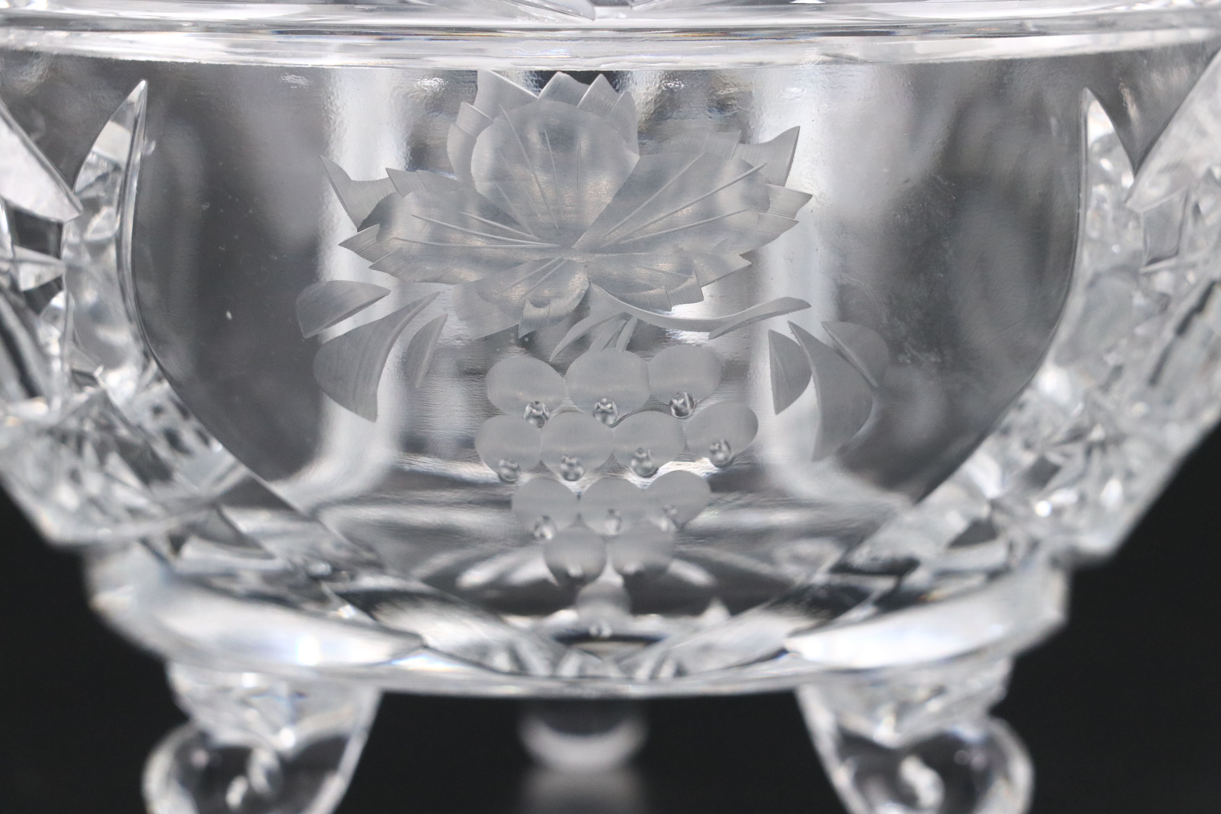 Cut Crystal Footed Candy Dish with Pitcher and Other Serveware