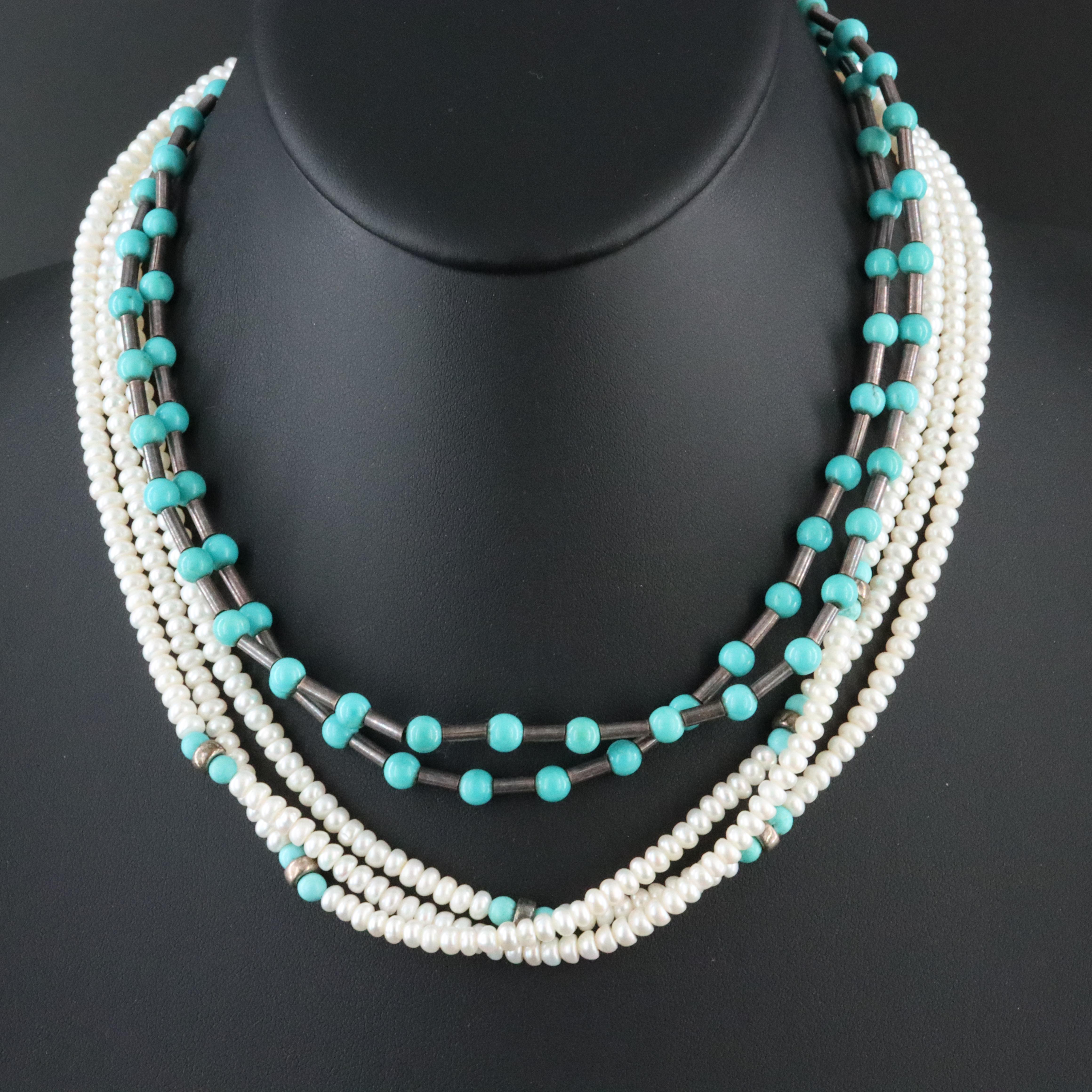 Sterling Pearl and Turquoise Necklaces
