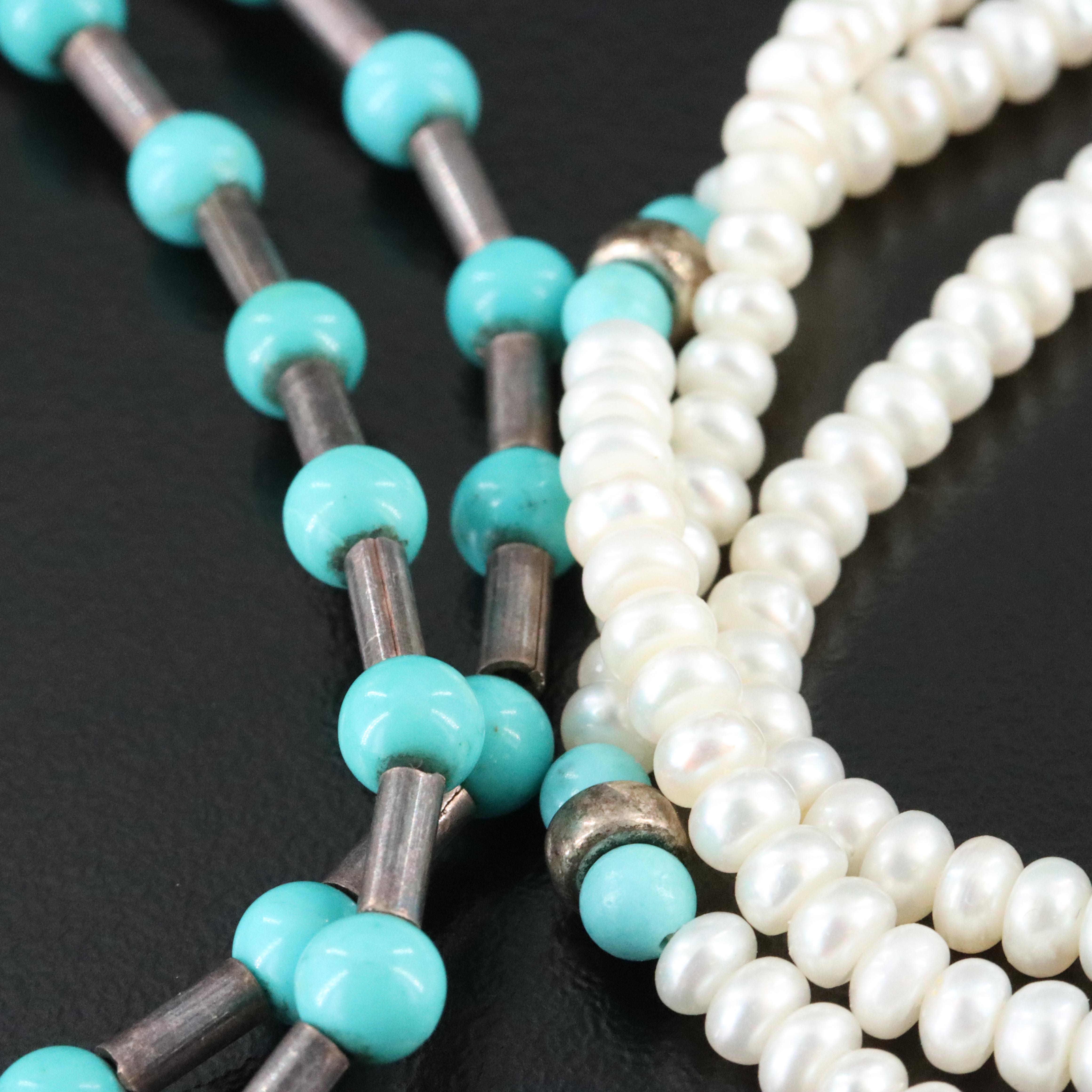 Sterling Pearl and Turquoise Necklaces
