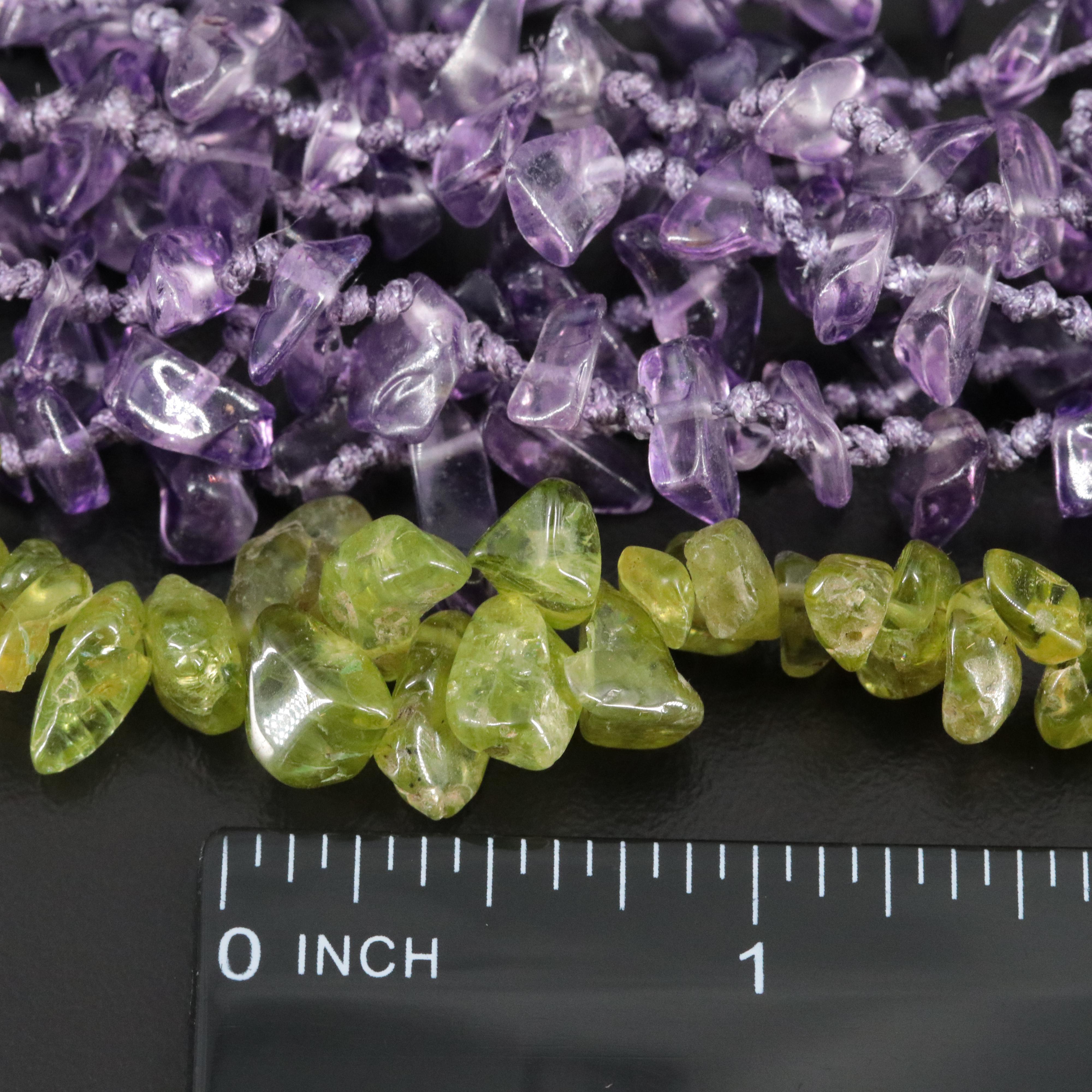 Amethyst and Peridot Bead Necklaces