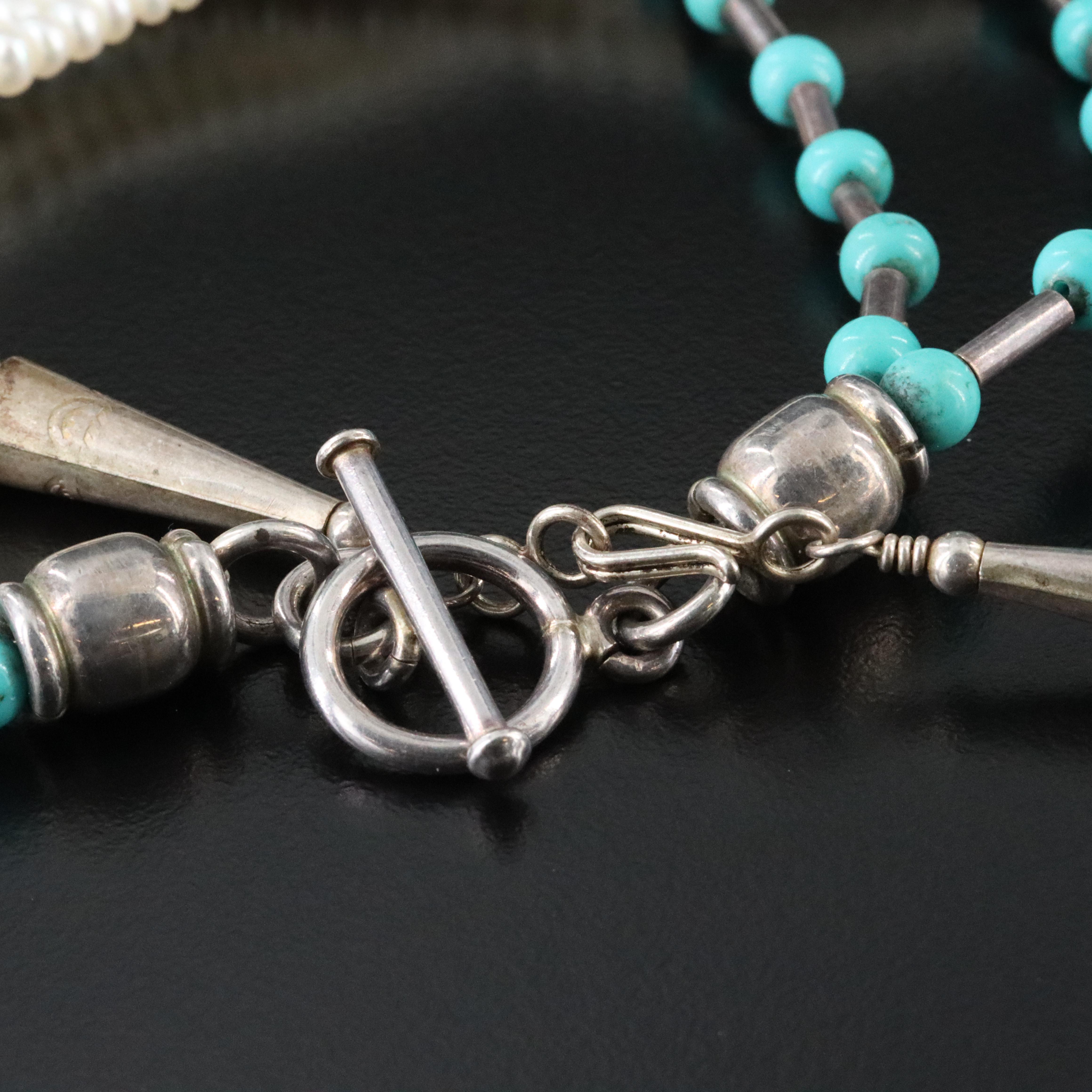 Sterling Pearl and Turquoise Necklaces