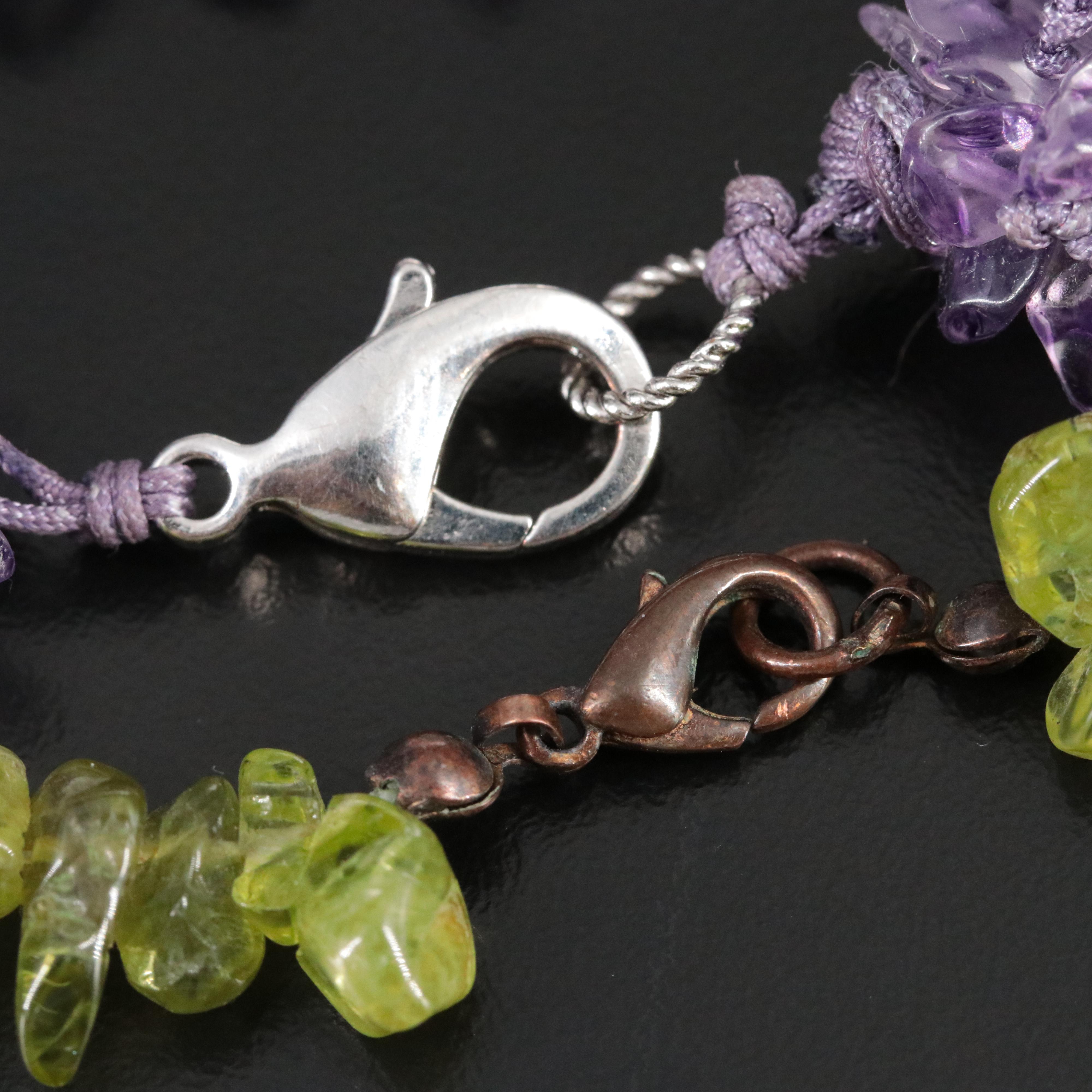 Amethyst and Peridot Bead Necklaces