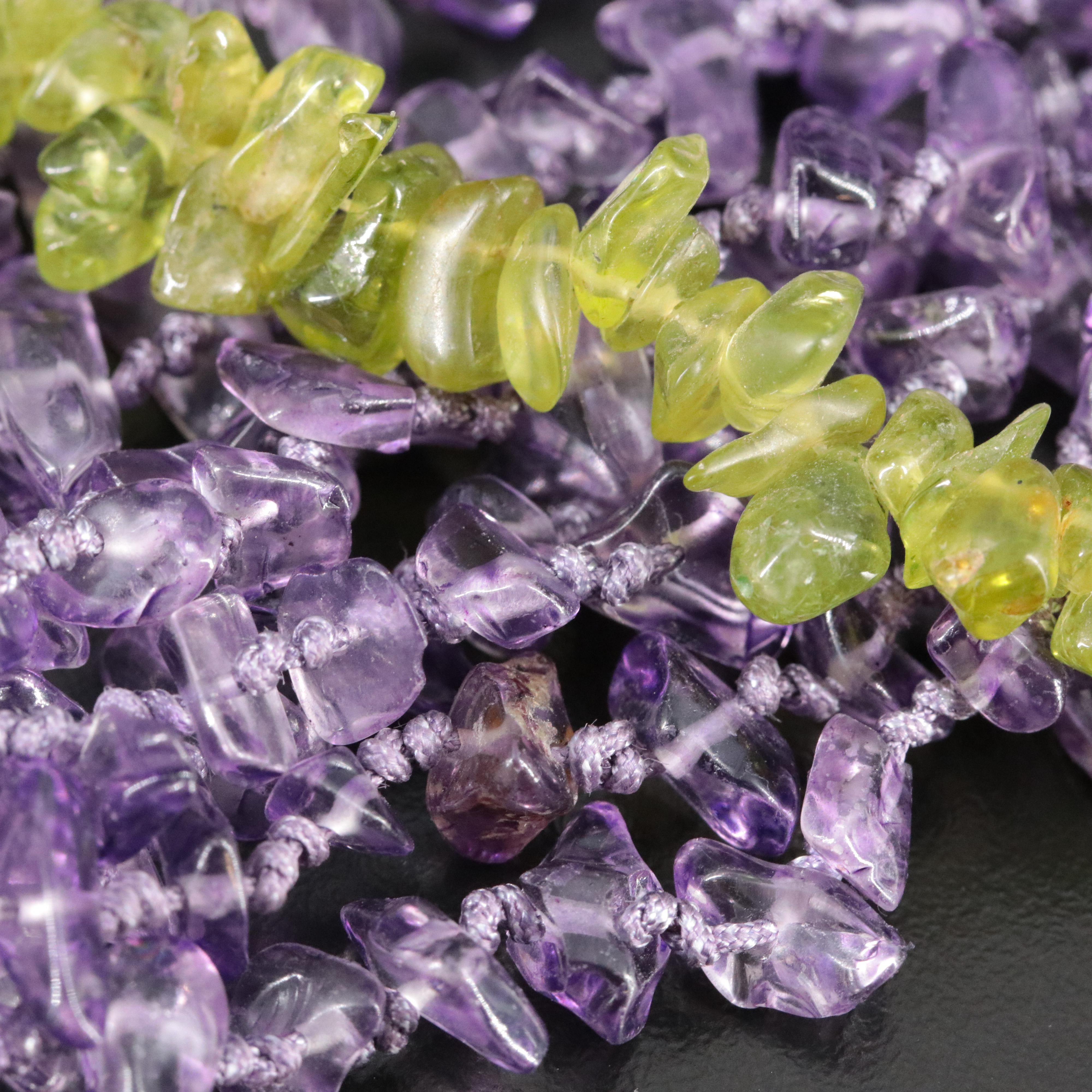 Amethyst and Peridot Bead Necklaces