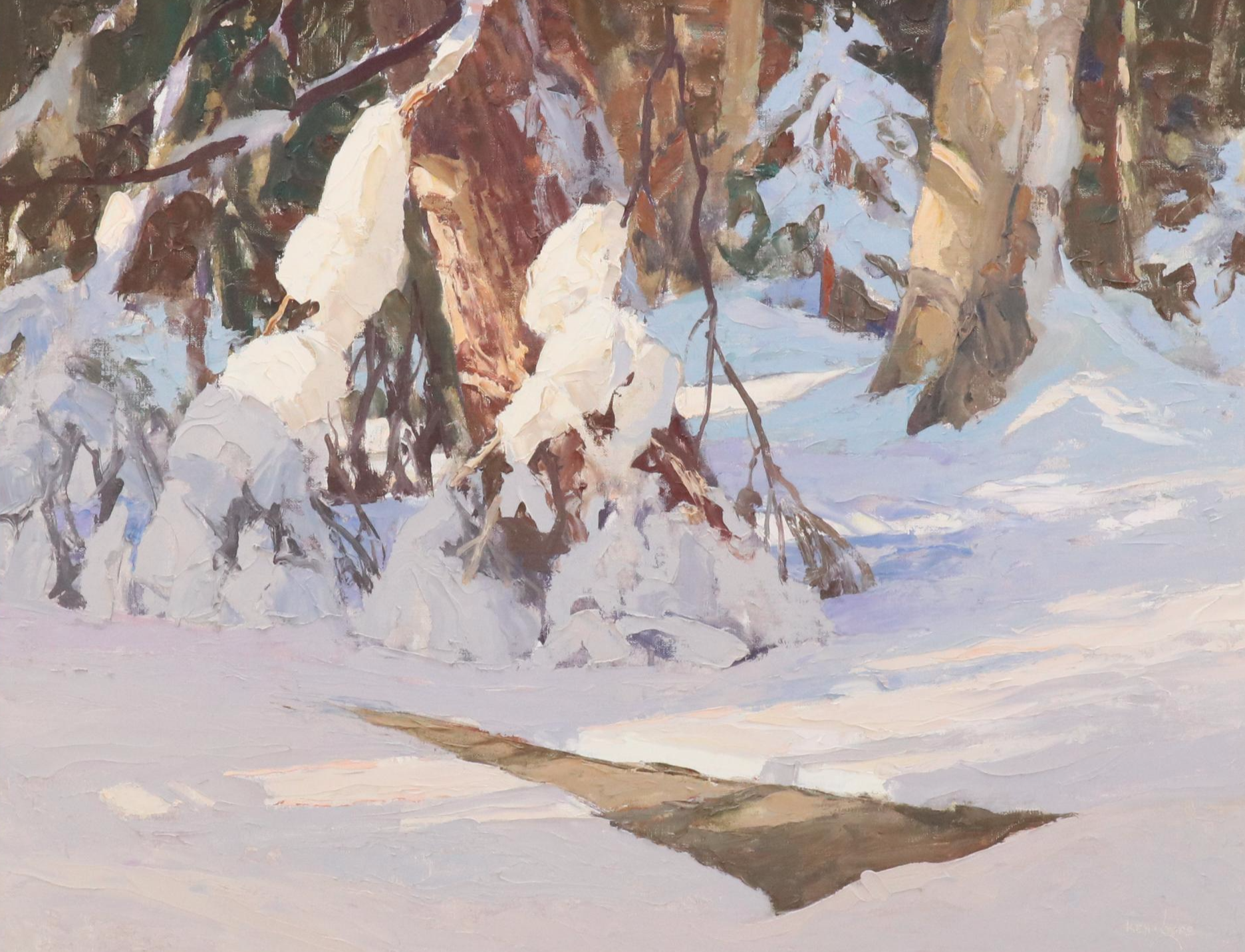 Ken Gore Palette Knife Oil Painting "Wet Snow," Late 20th Century