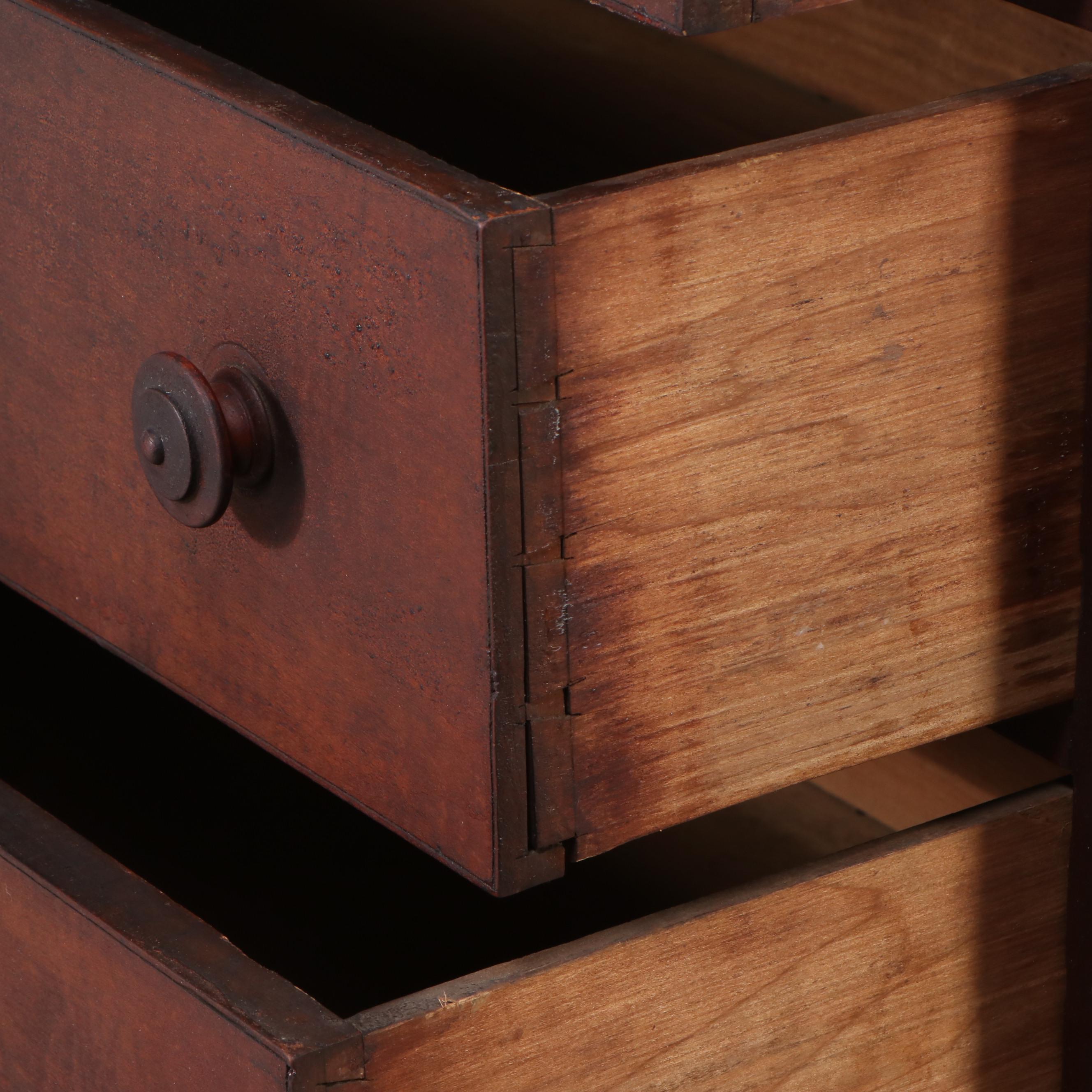 Walnut Chest of Drawers with Turned Legs, 19th Century