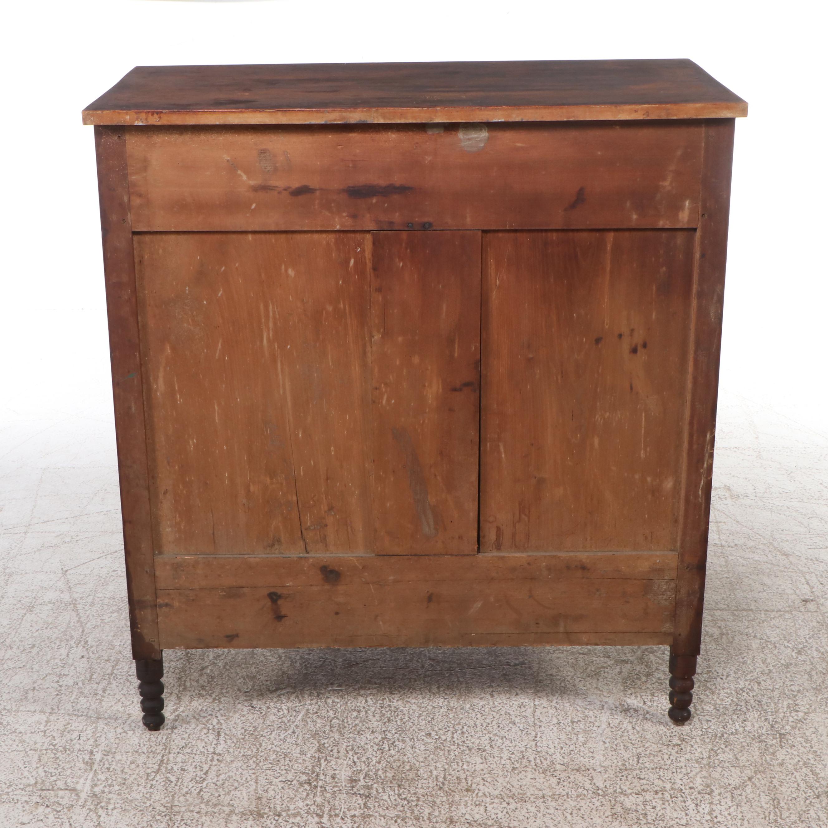 Walnut Chest of Drawers with Turned Legs, 19th Century