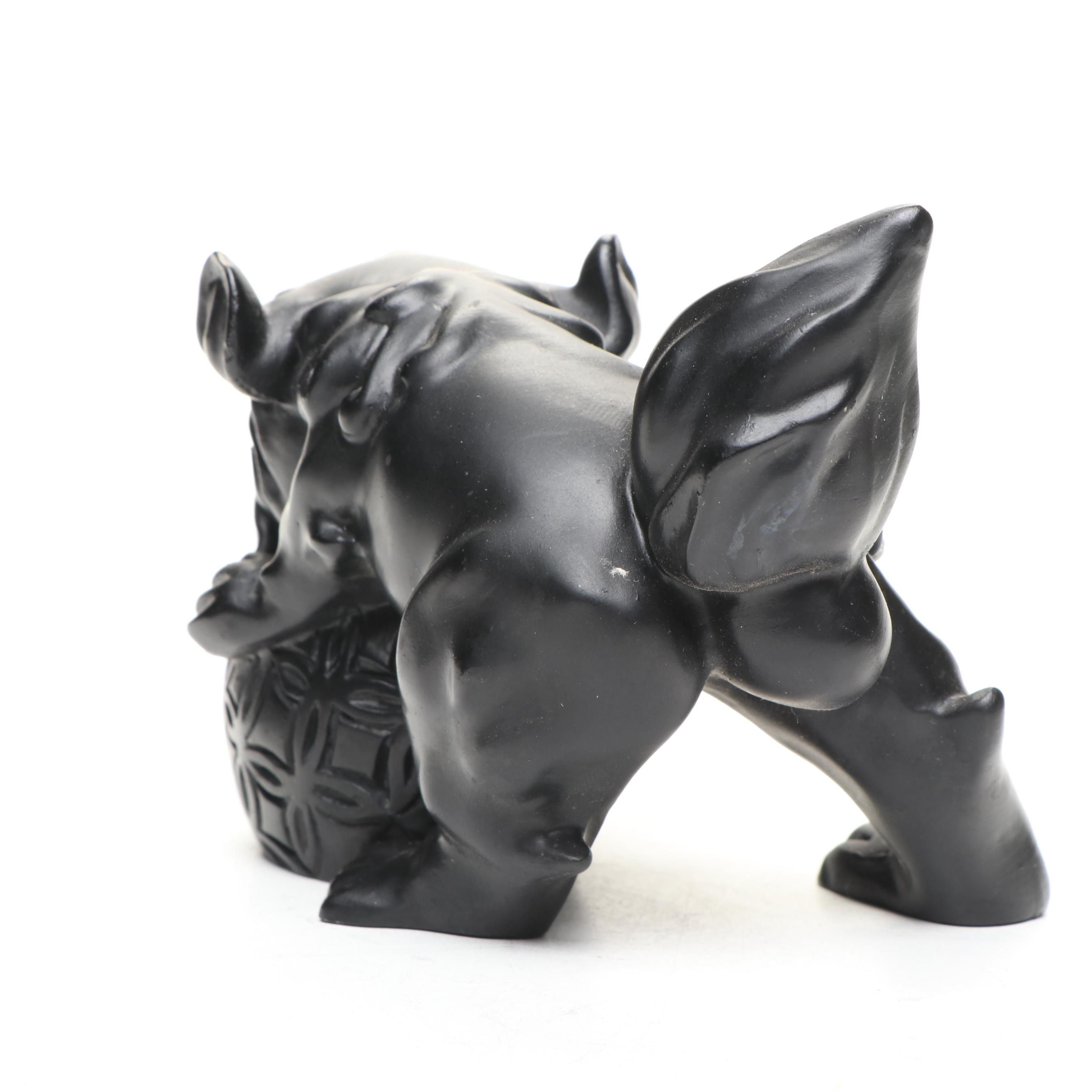 Brass Qilin on Coins, with Verdigris Qilin and Black Resin Guardian Lion