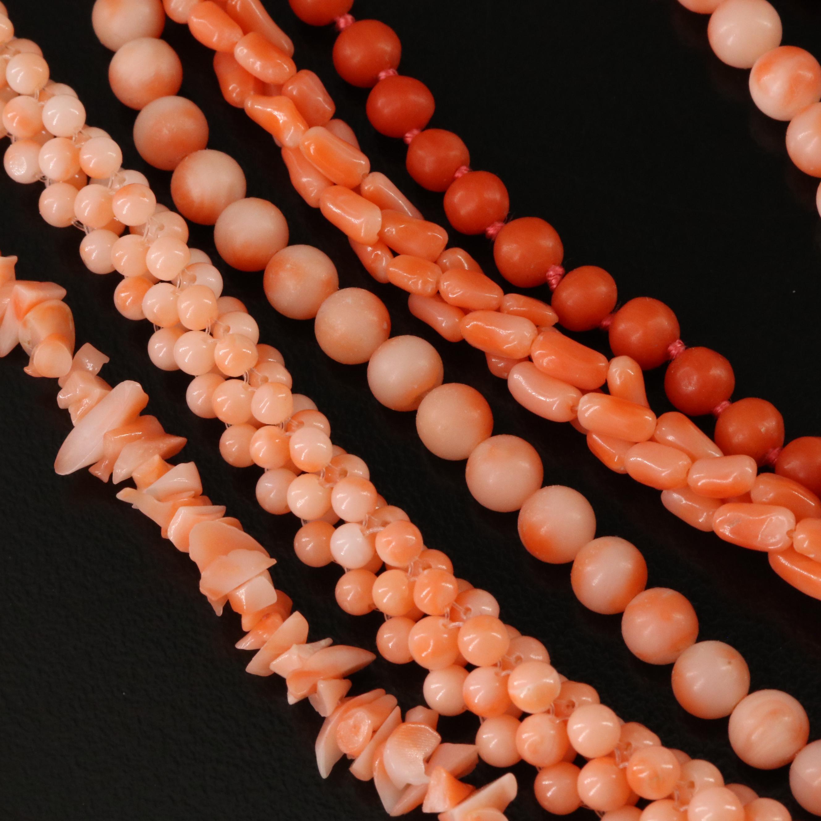 Coral Necklace Collection Including 14K and Sterling