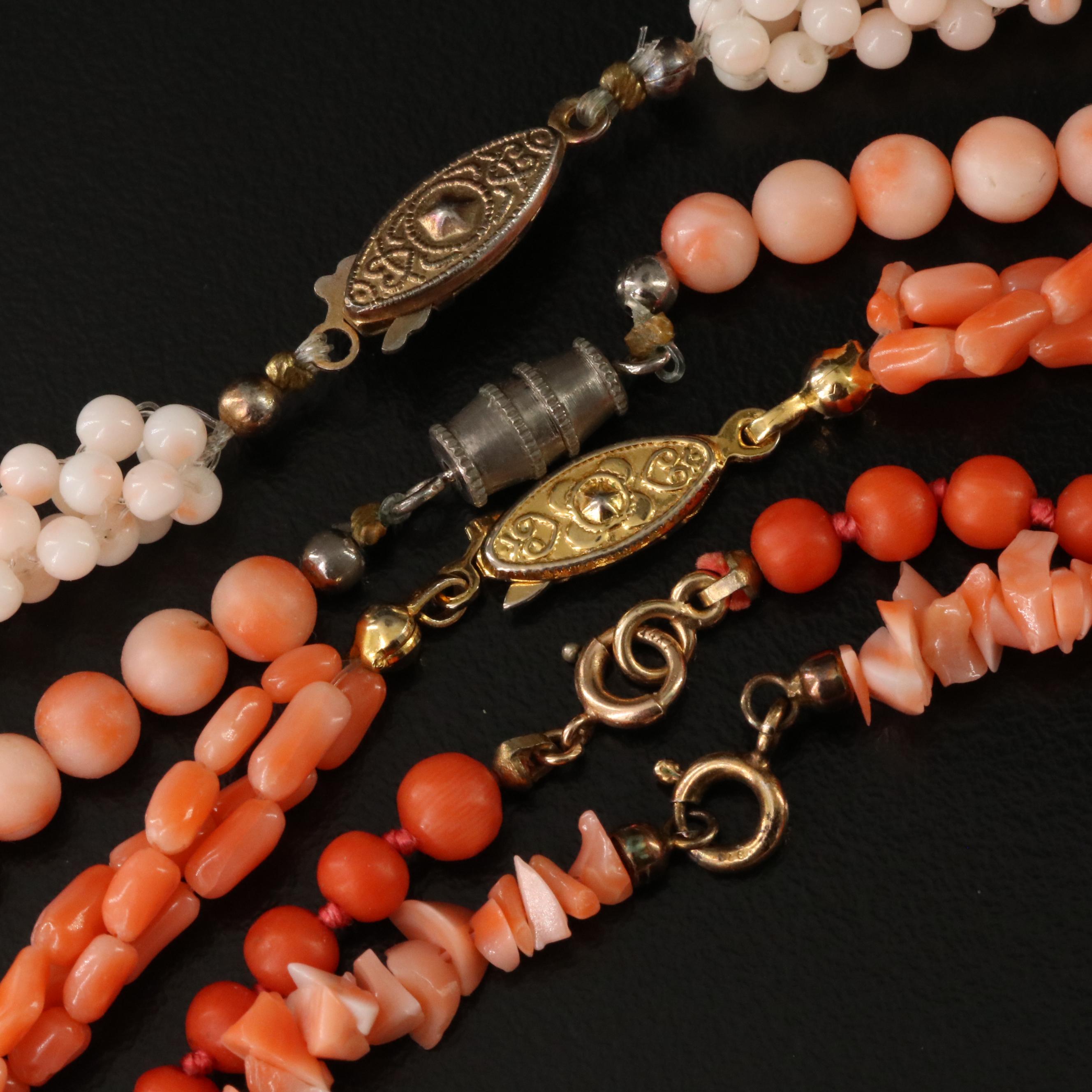 Coral Necklace Collection Including 14K and Sterling
