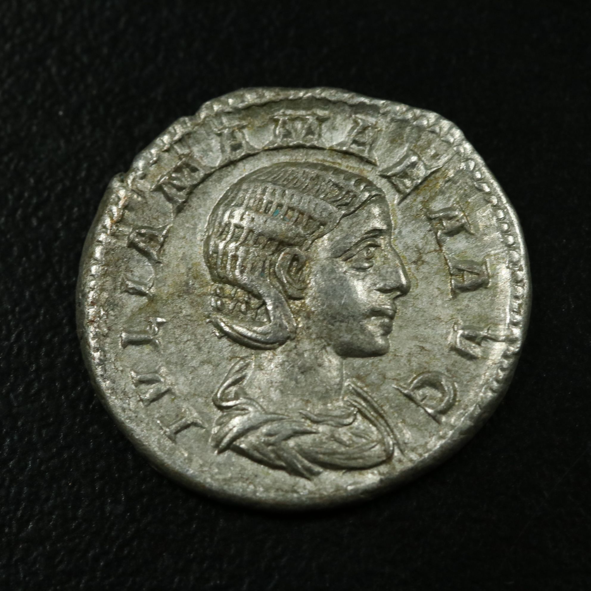Ancient Roman Imperial AR Denarius Coin off Julia Mamaea, ca. 222 A.D.