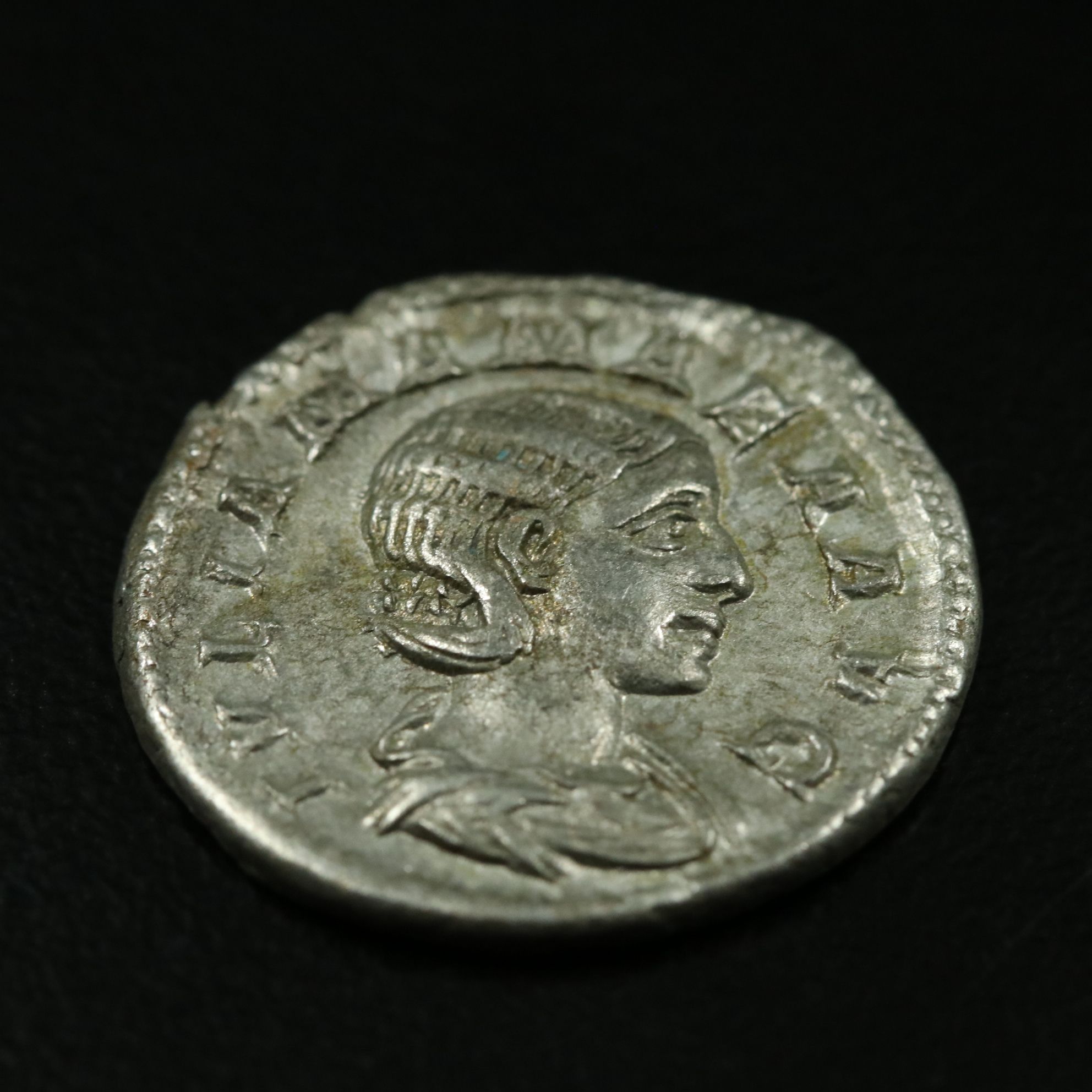 Ancient Roman Imperial AR Denarius Coin off Julia Mamaea, ca. 222 A.D.