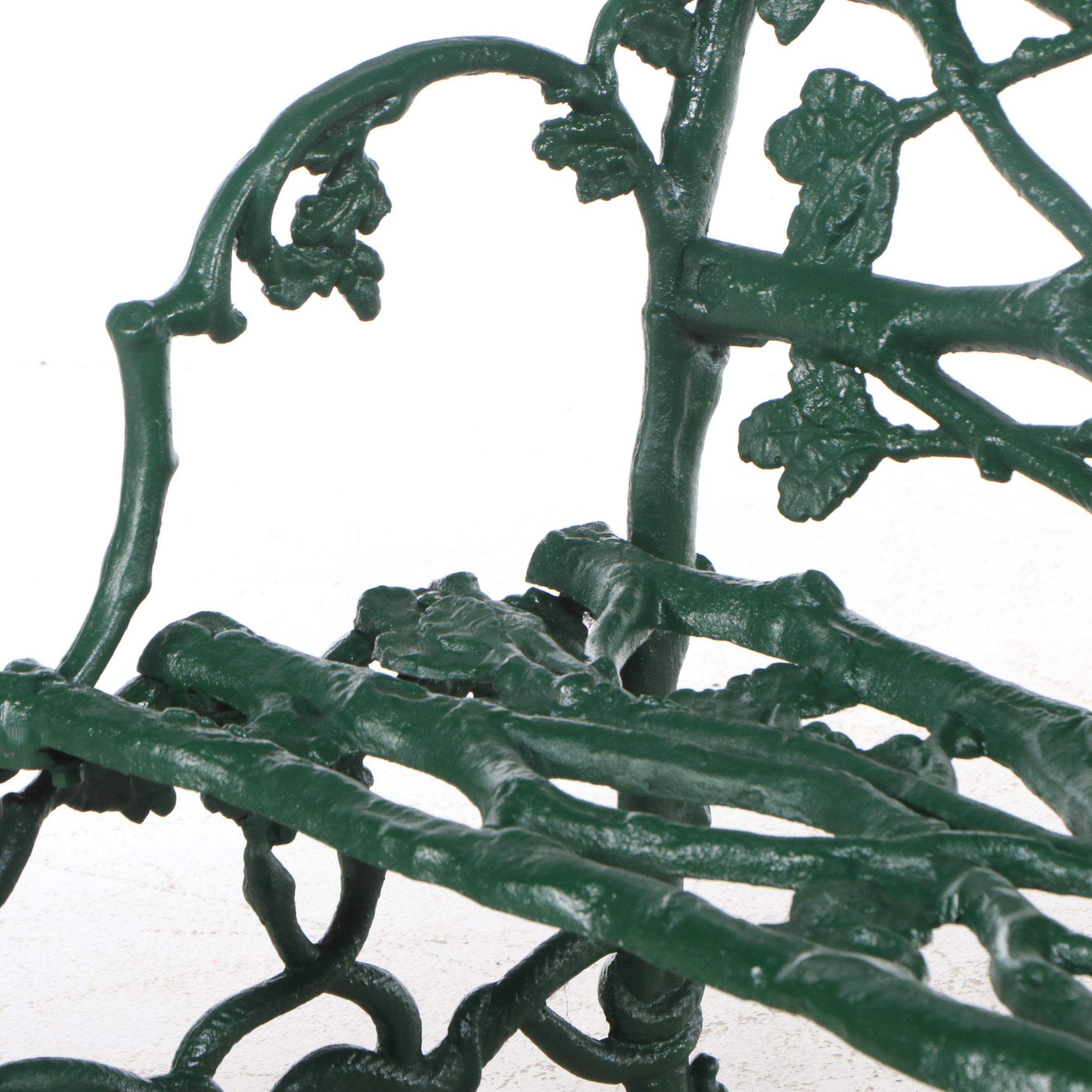 Painted Green Cast Iron Bench