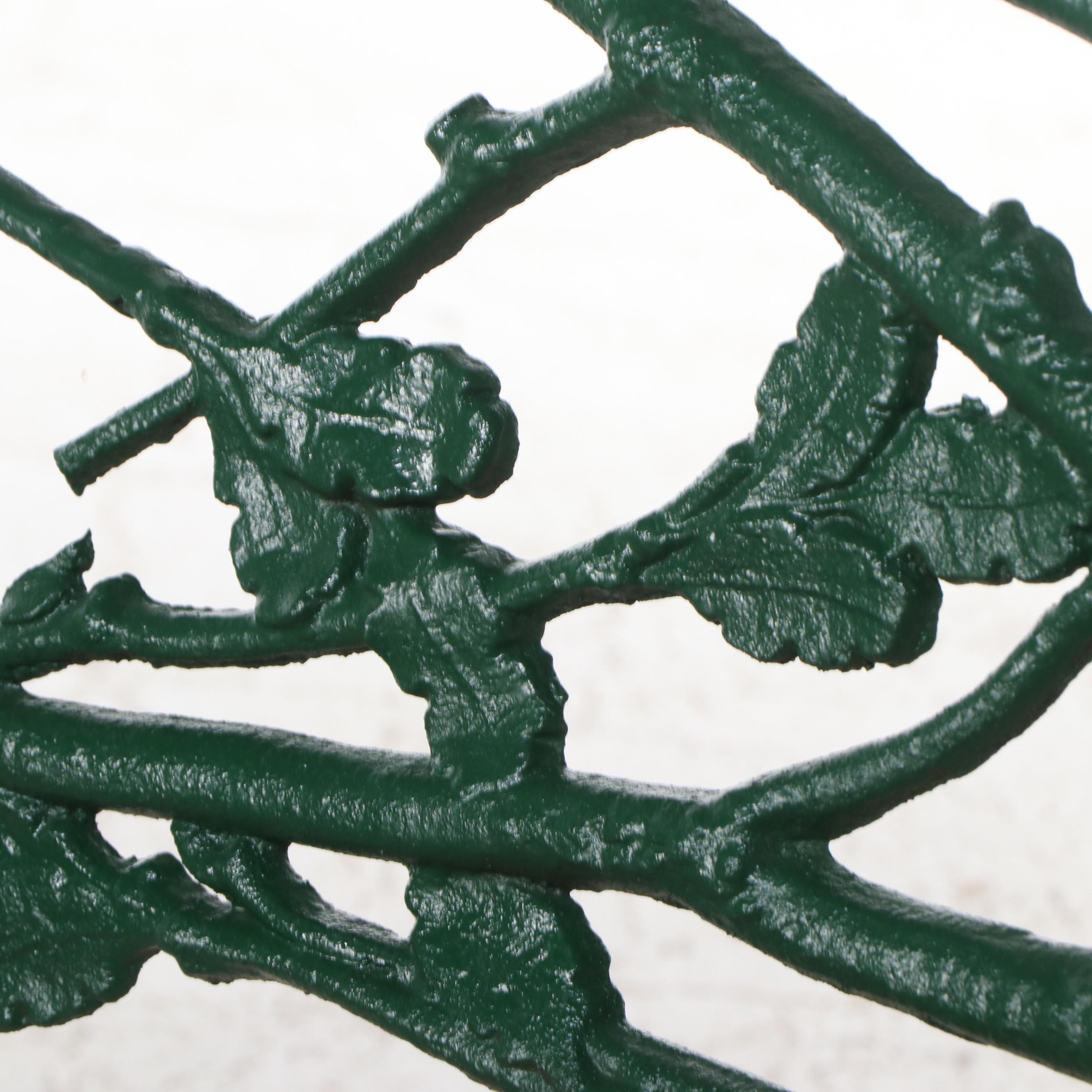 Painted Green Cast Iron Bench