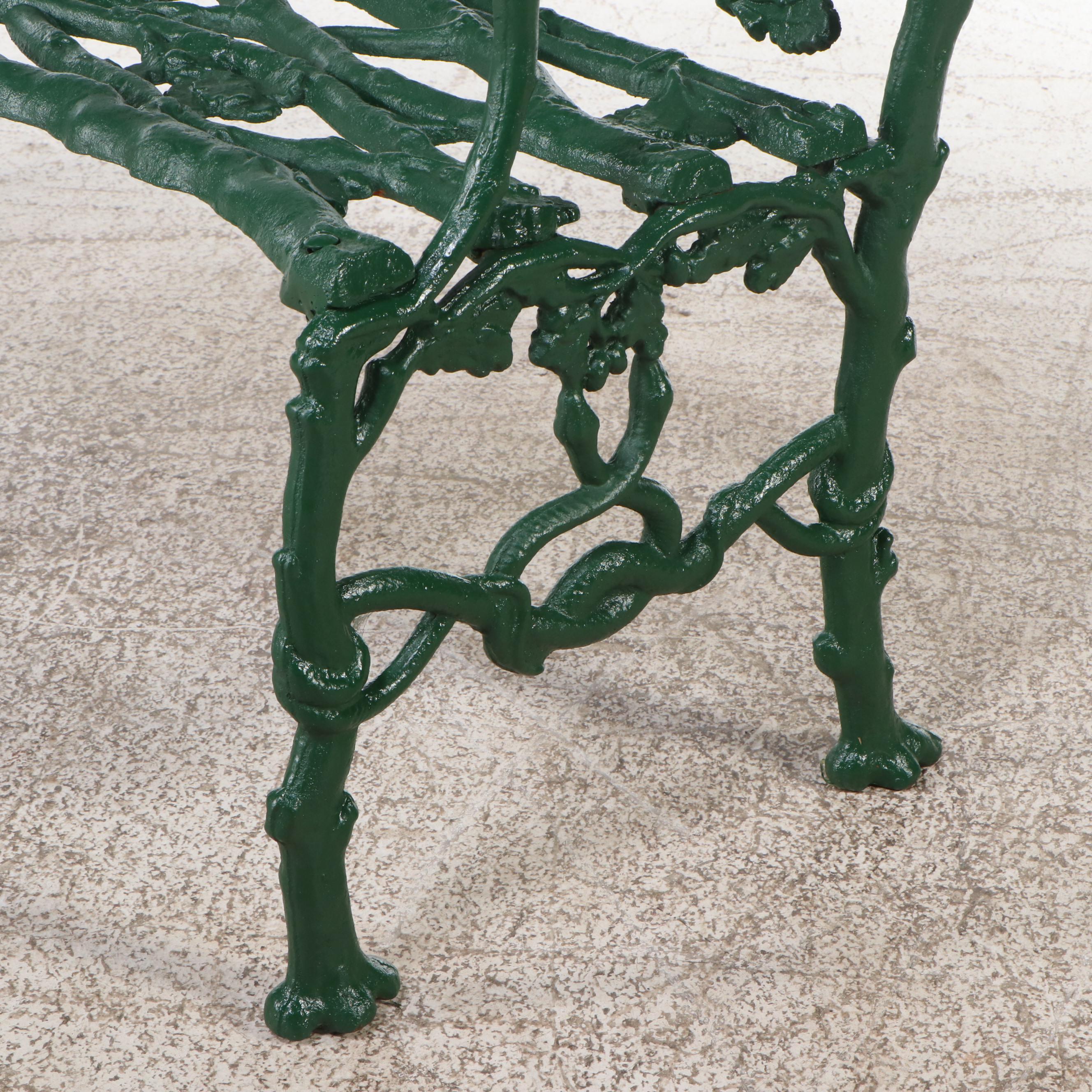Painted Green Cast Iron Bench