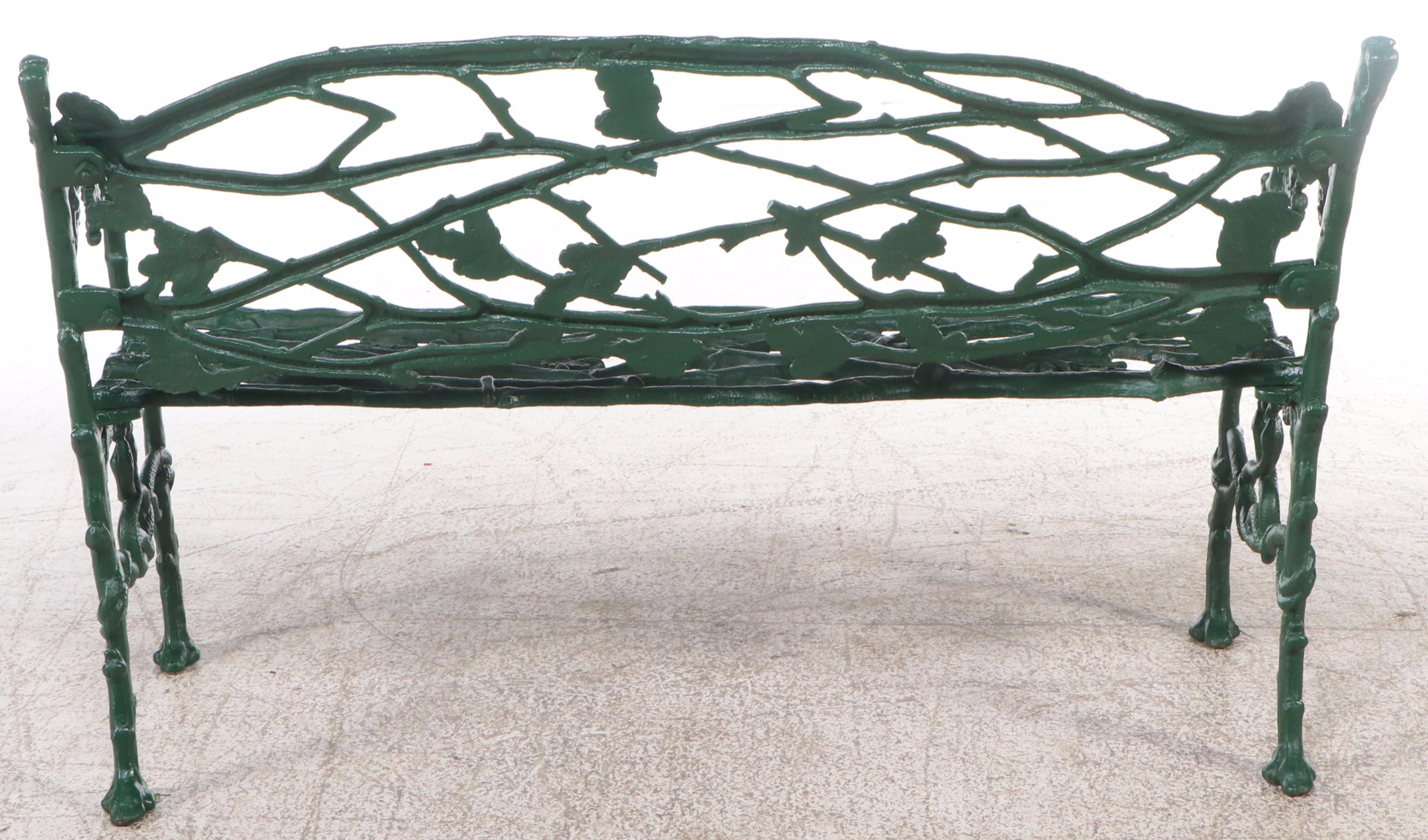 Painted Green Cast Iron Bench
