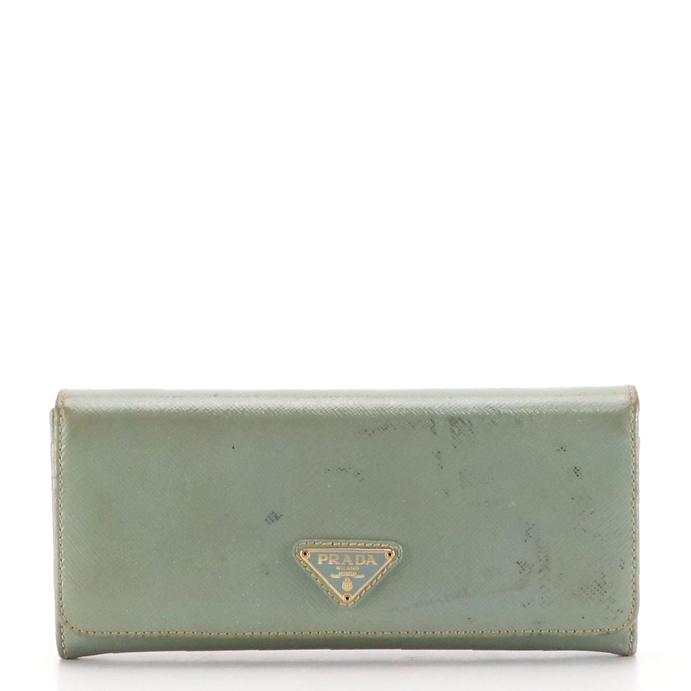 Prada Saffiano Patent Leather Wallet with Chain