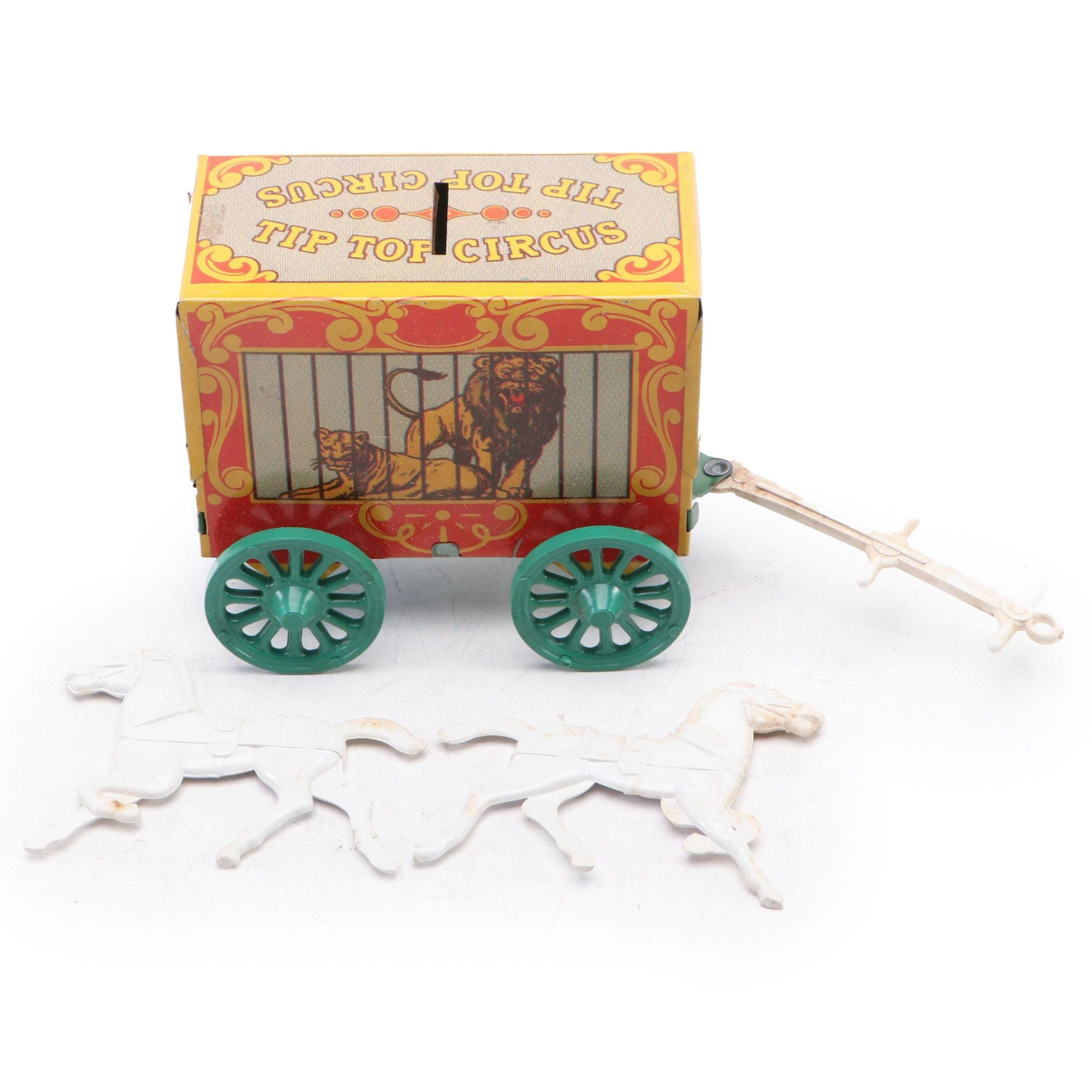 U.S. Metal Toy Mfg. Co. Circus Wagon Bank, Mid-20th Century