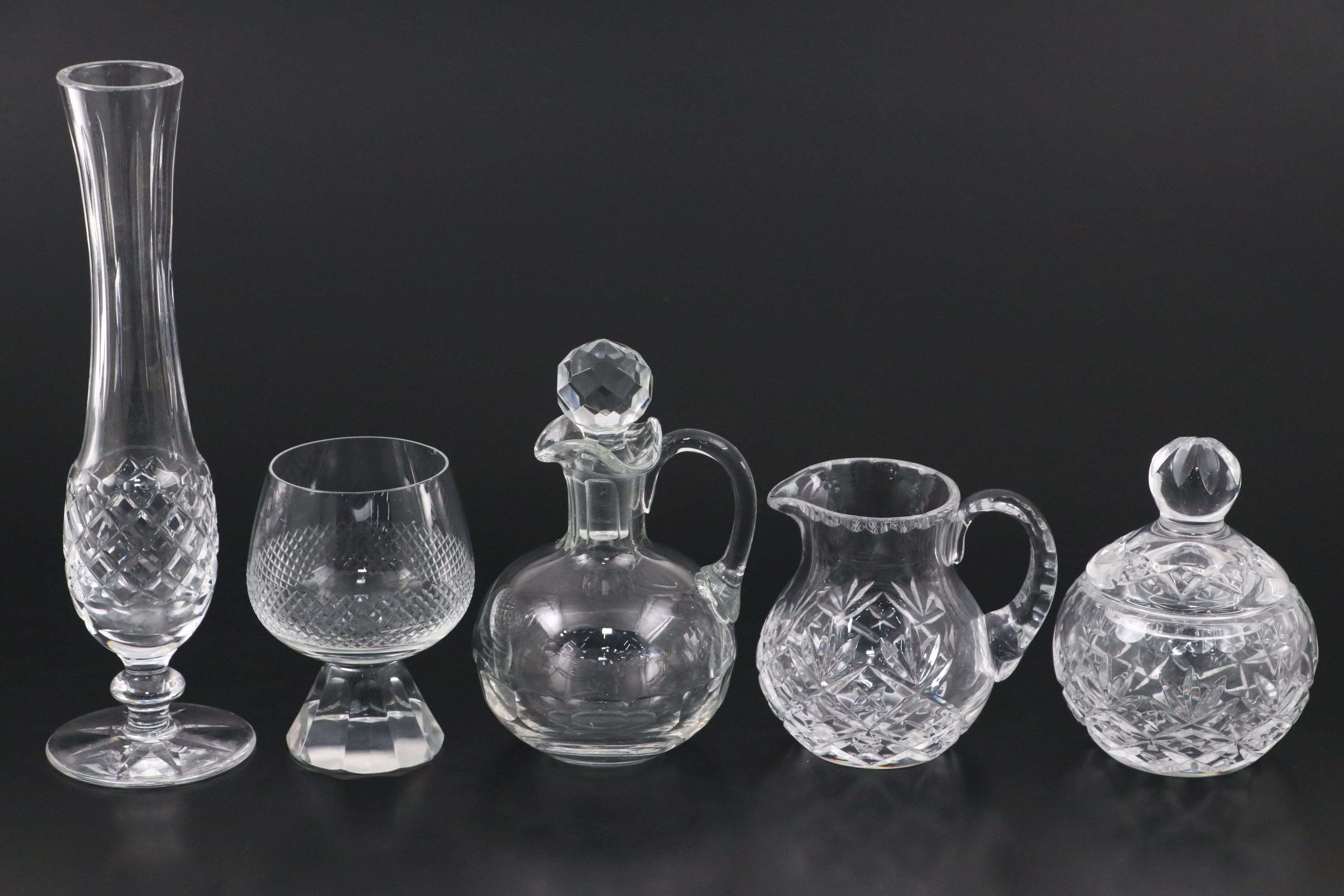 American Brilliant Cut Crystal Celery Dish with Cruet and Other Crystal Décor