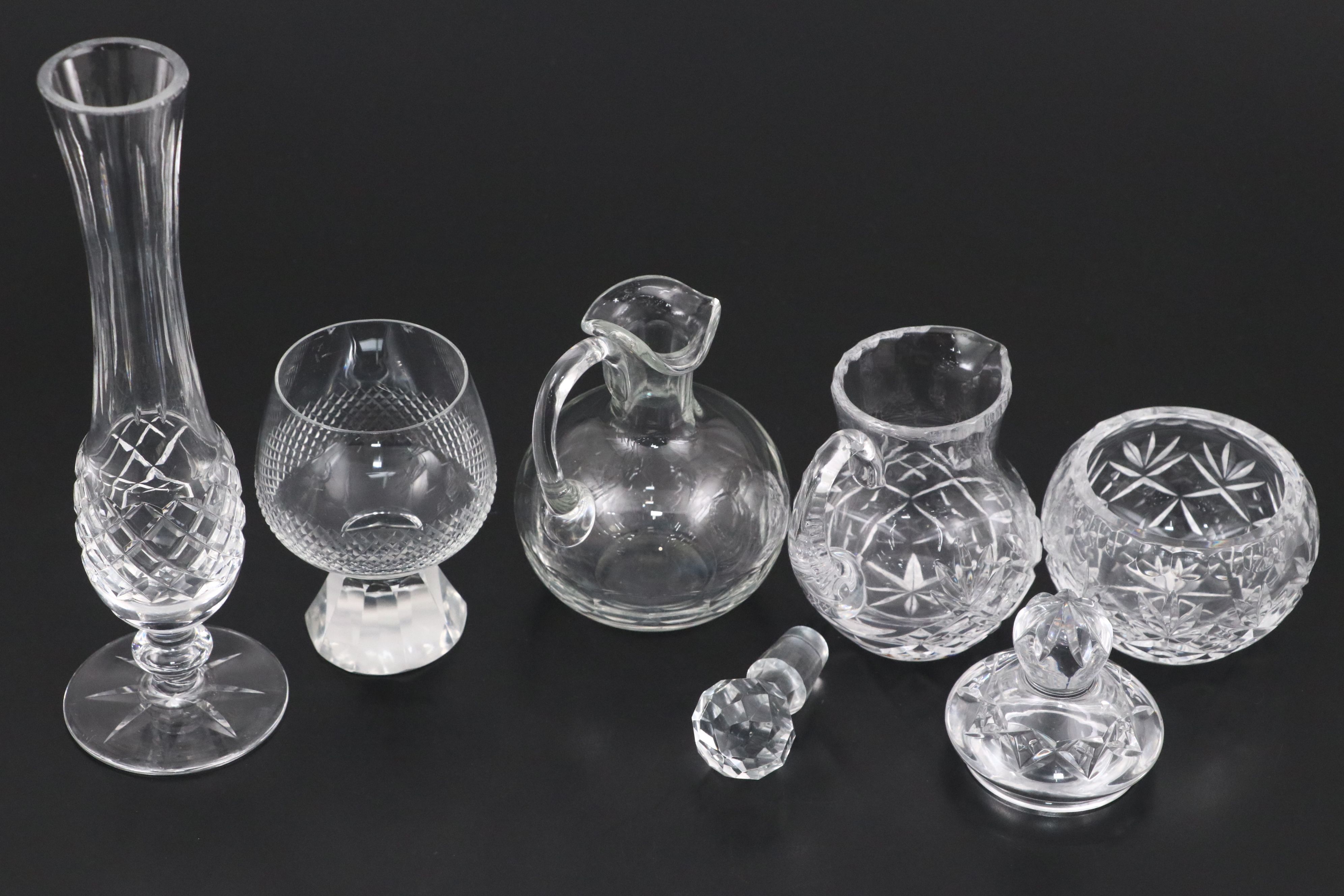 American Brilliant Cut Crystal Celery Dish with Cruet and Other Crystal Décor