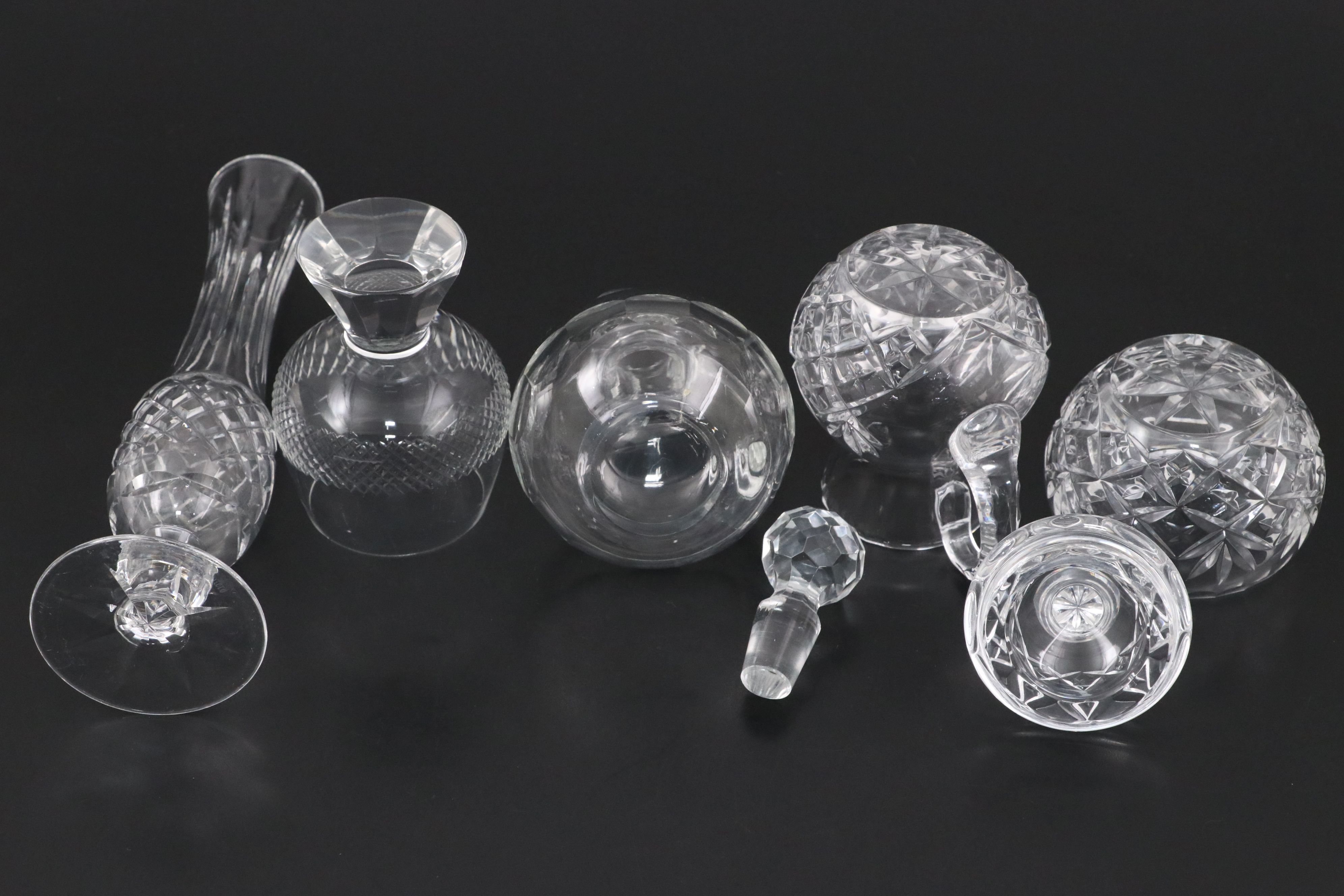 American Brilliant Cut Crystal Celery Dish with Cruet and Other Crystal Décor