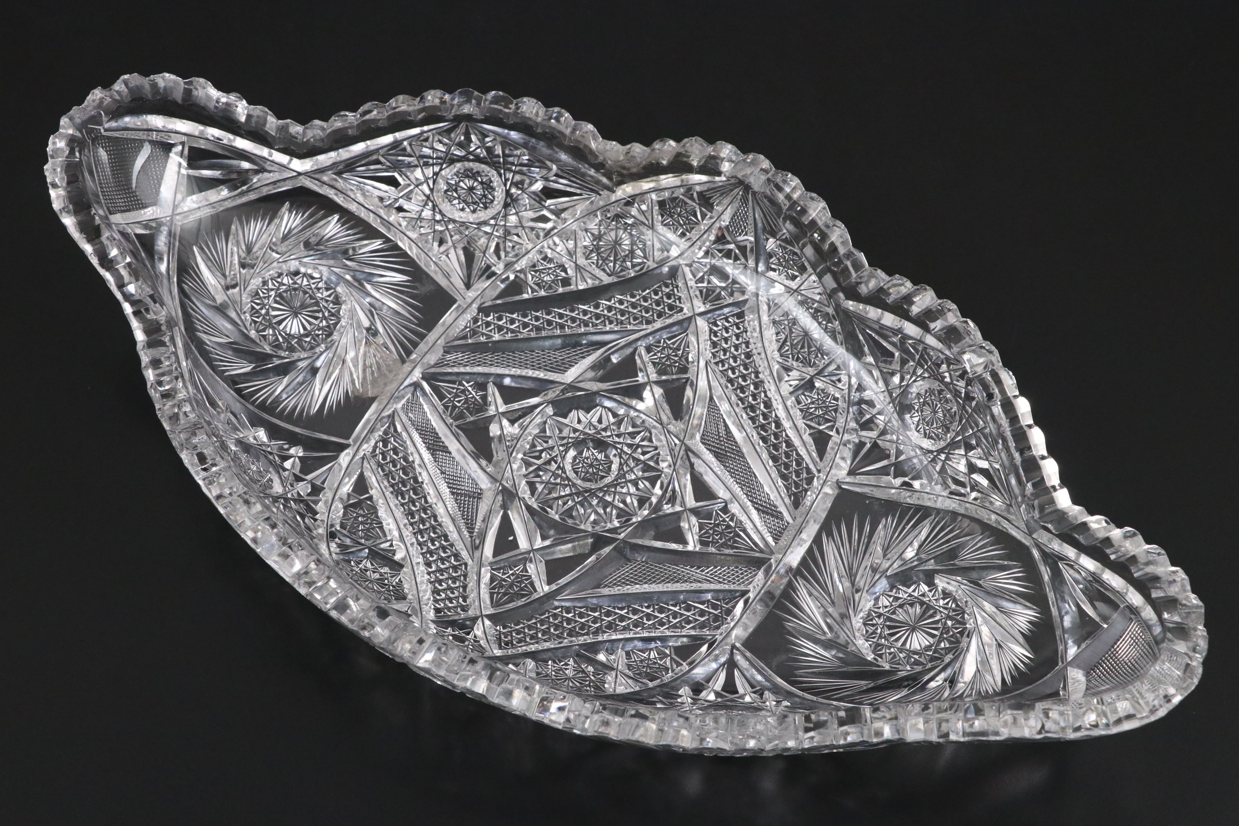 American Brilliant Cut Crystal Celery Dish with Cruet and Other Crystal Décor