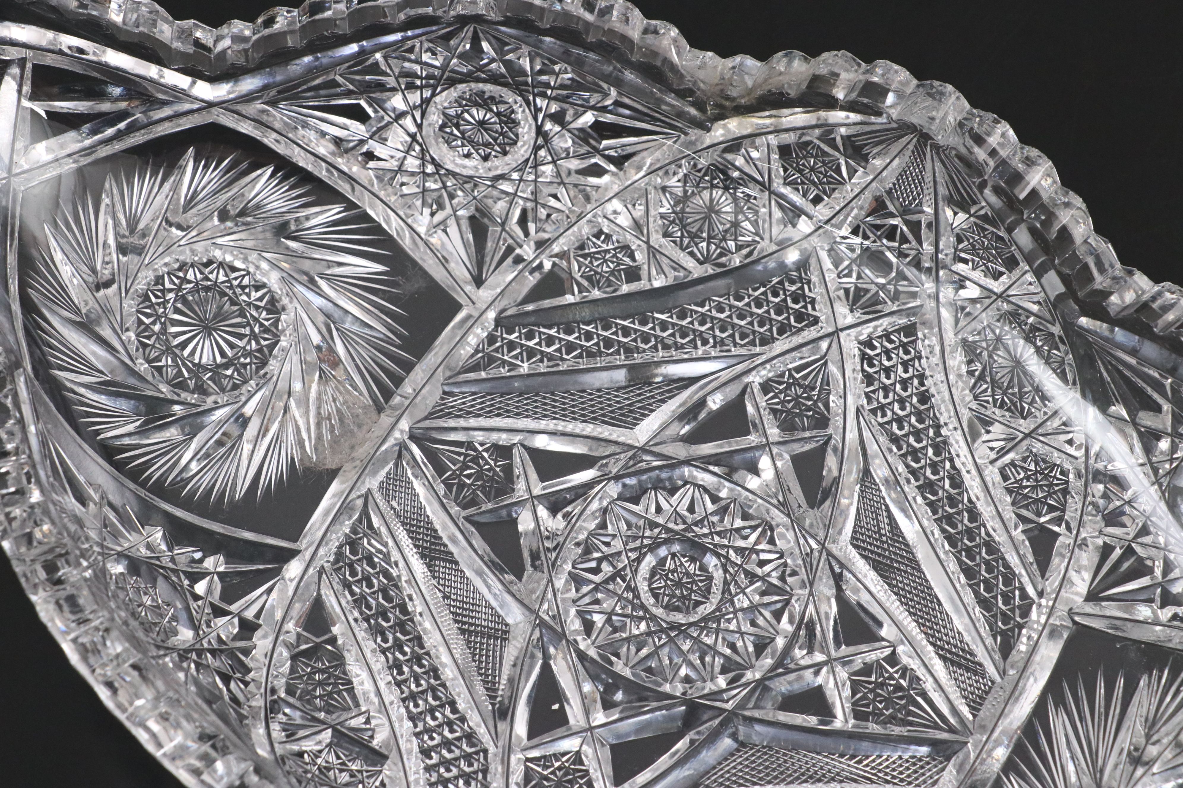 American Brilliant Cut Crystal Celery Dish with Cruet and Other Crystal Décor