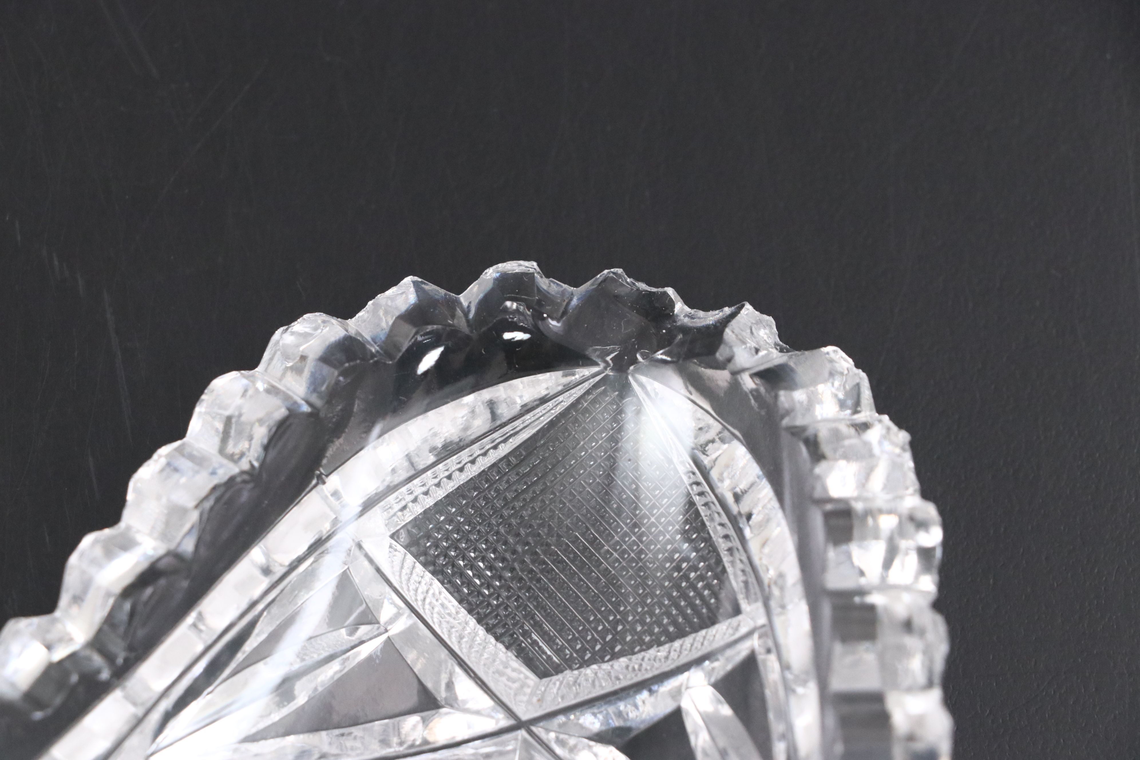 American Brilliant Cut Crystal Celery Dish with Cruet and Other Crystal Décor